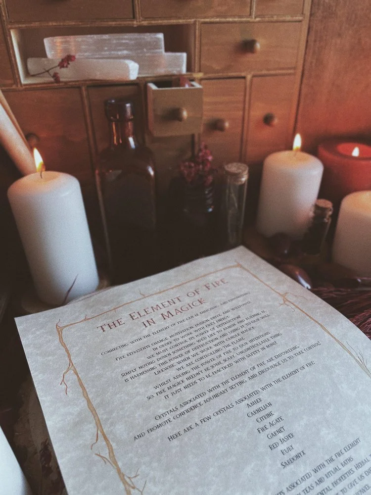 Element of Fire in Magick Parchment Scroll