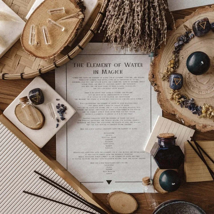 Element of Water in Magick Parchment Scroll