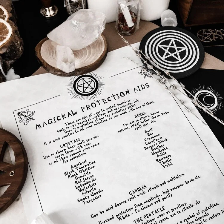 Magickal Protection Aids Parchment Scroll