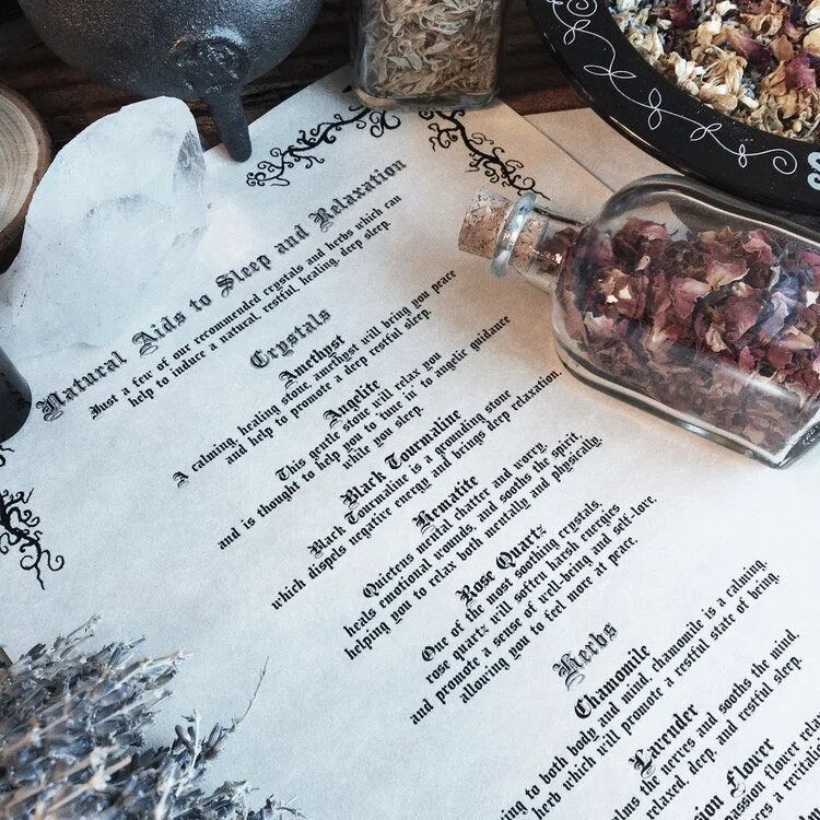 Natural Aids to Sleep and Relaxation Parchment Scroll