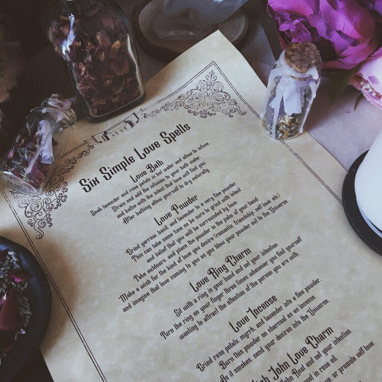 Six Simple Love Spells Parchment Scroll
