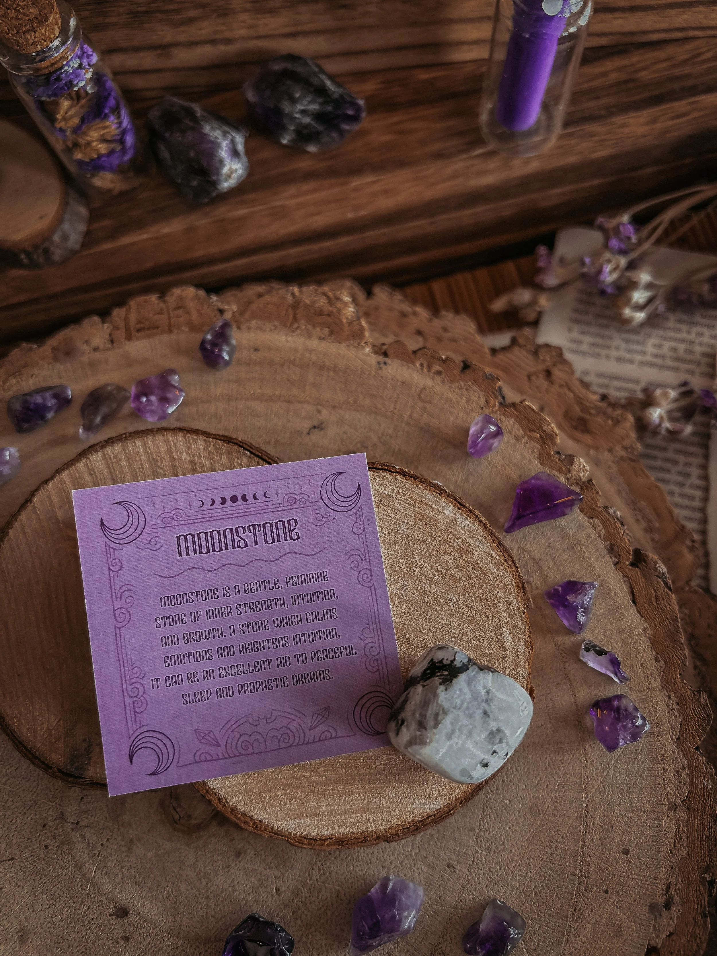 Moonstone Tumbled Stone & Info Card