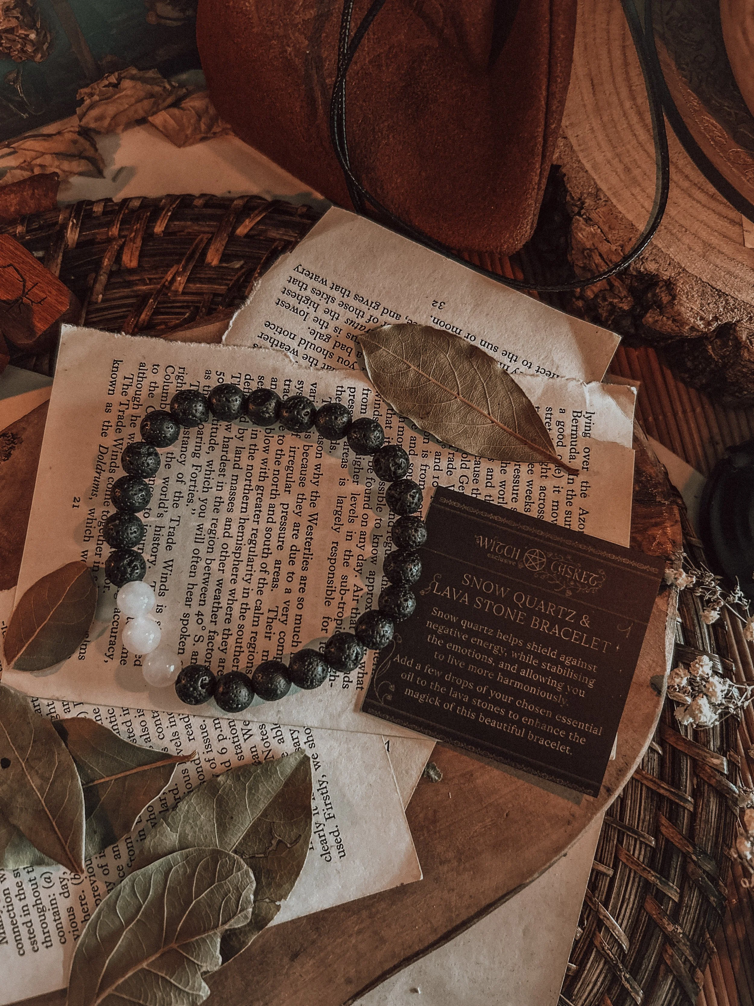 Snow Quartz & Lava Stone Bracelet