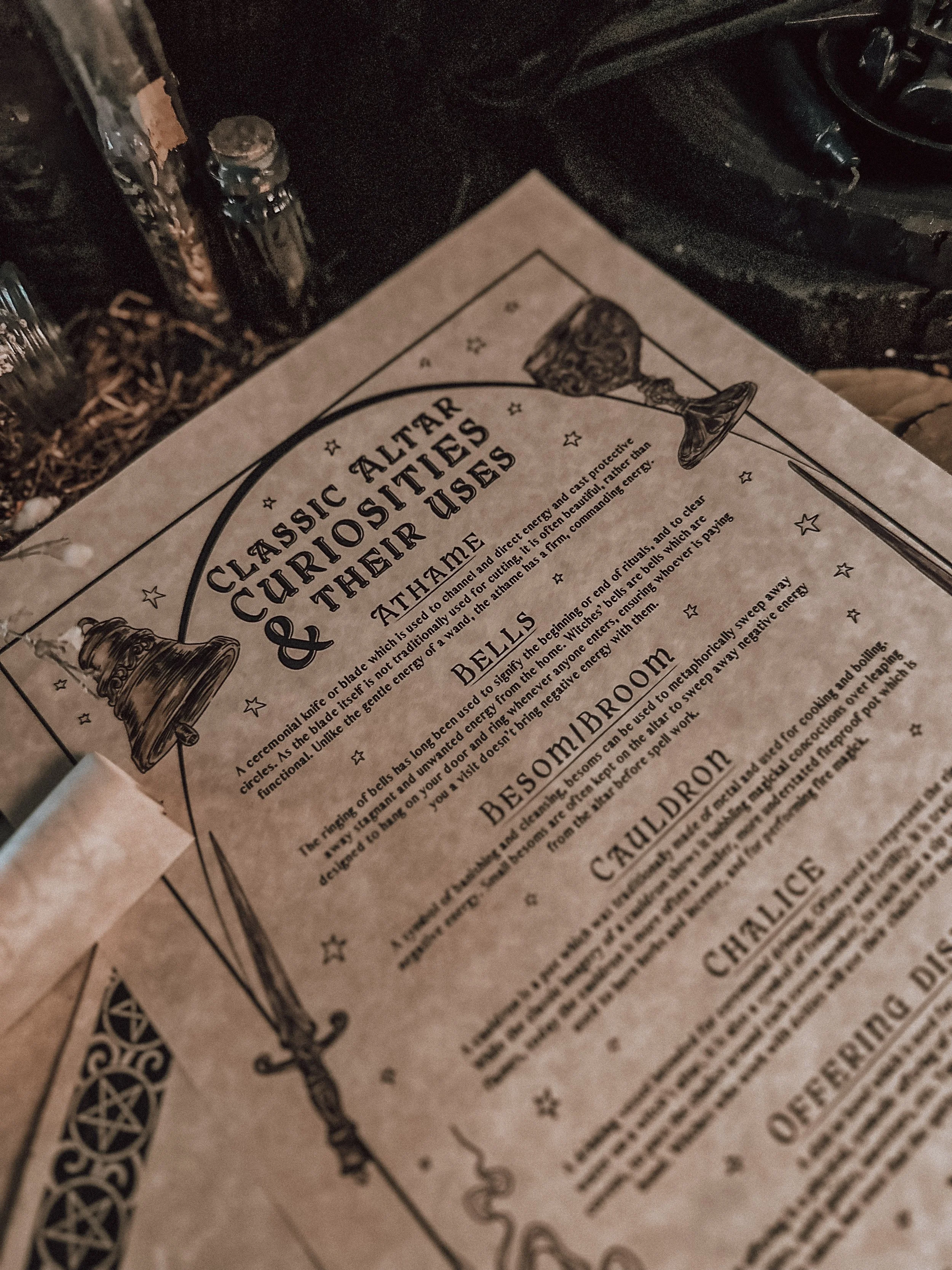 ‘Classic Altar Curiosities and their Uses’ Parchment Scroll