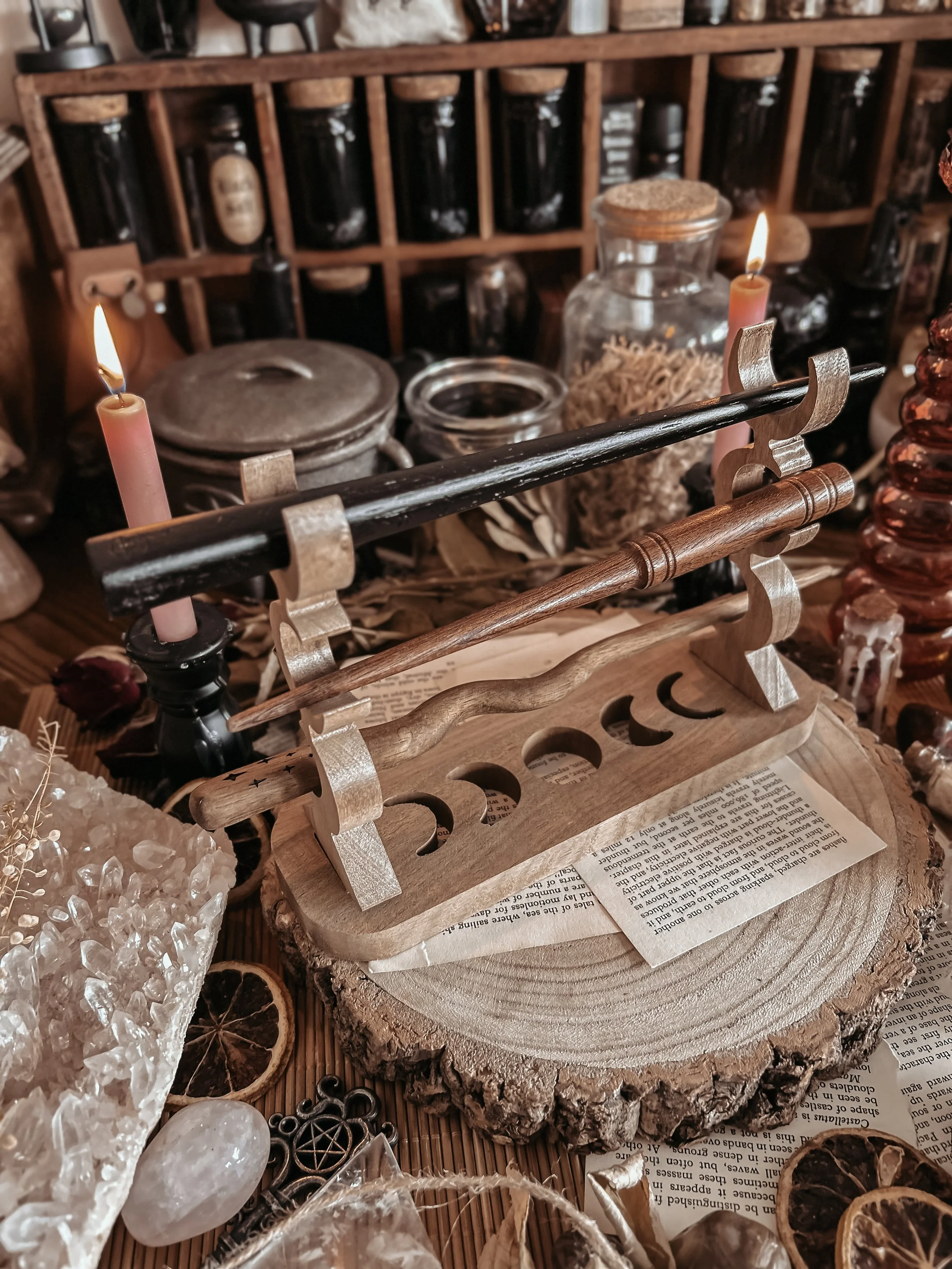 Magickal Wooden Wand Stand