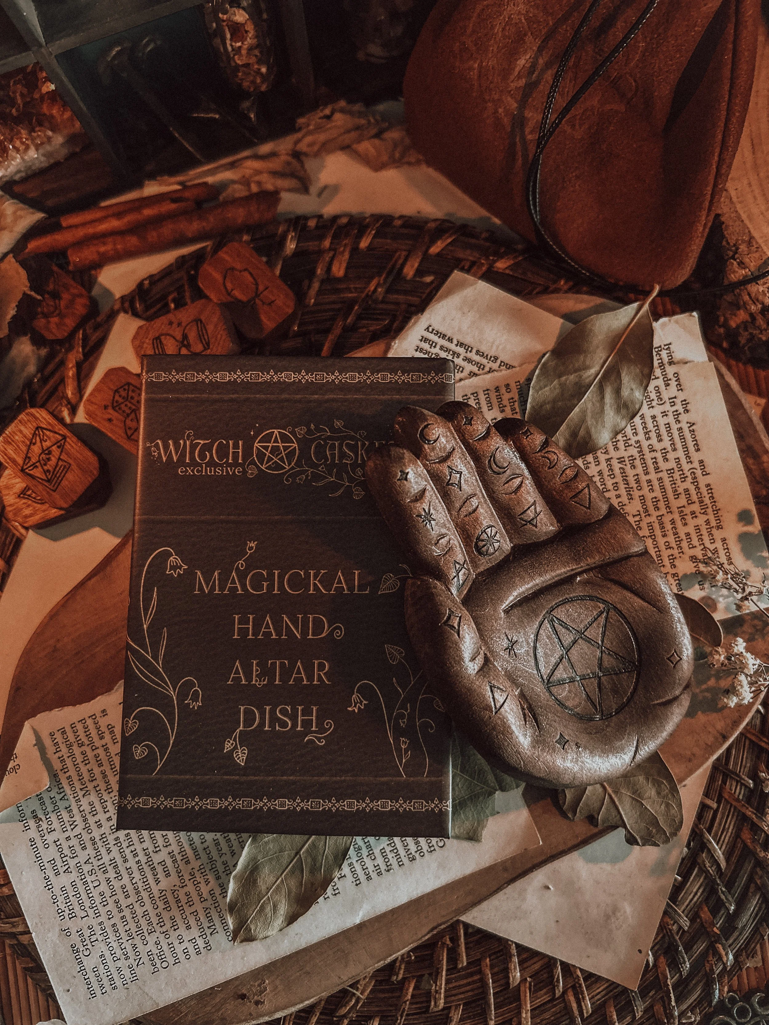 Magickal Wooden Hand Altar Dish