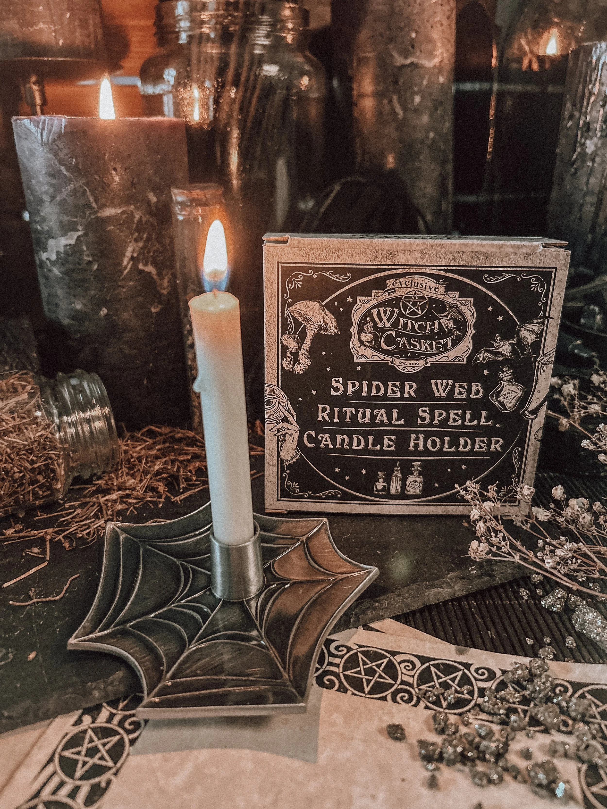 Spider Web Ritual Spell Candle Holder