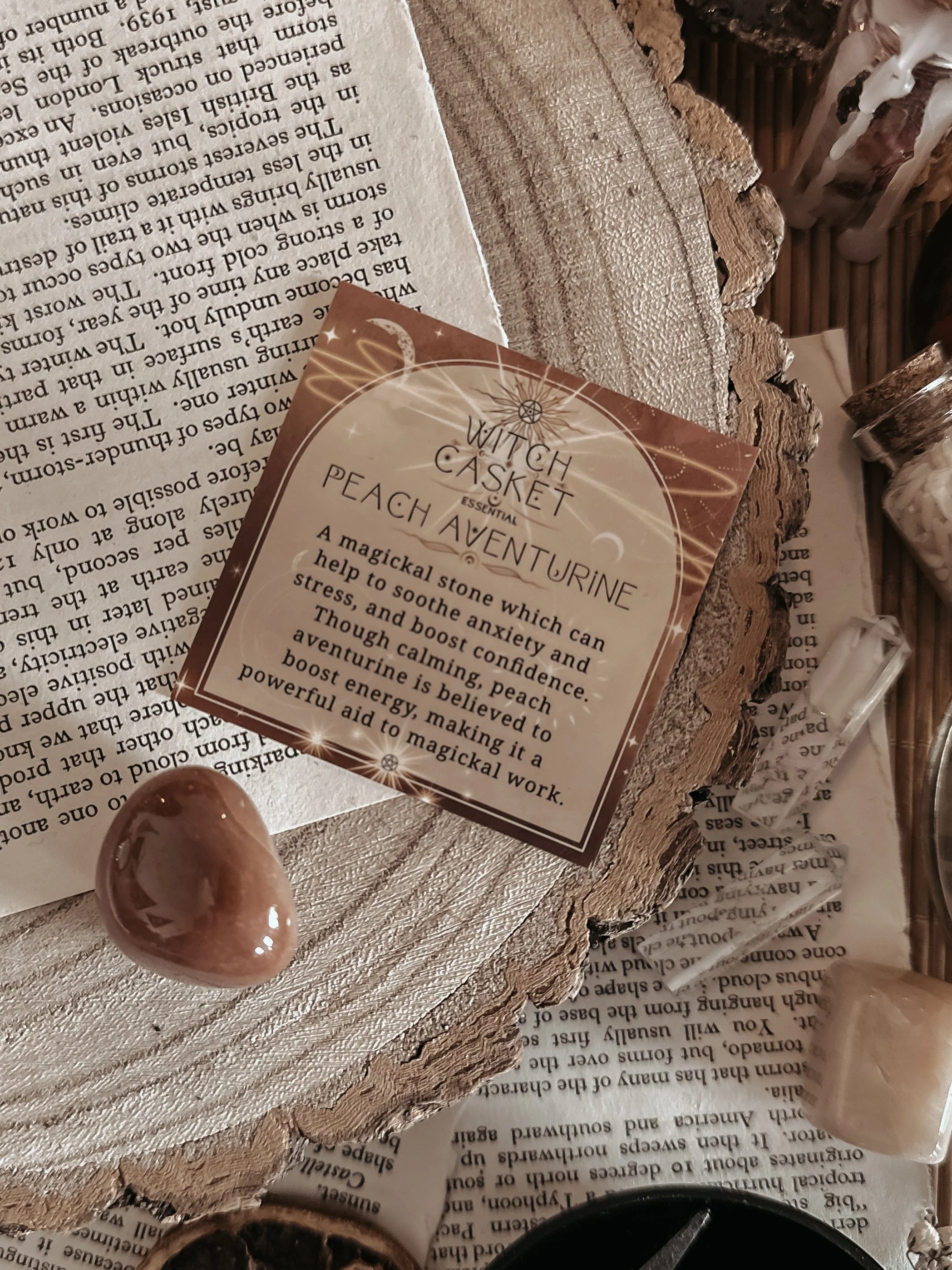 Peach Aventurine Tumbled Stone & Info Card
