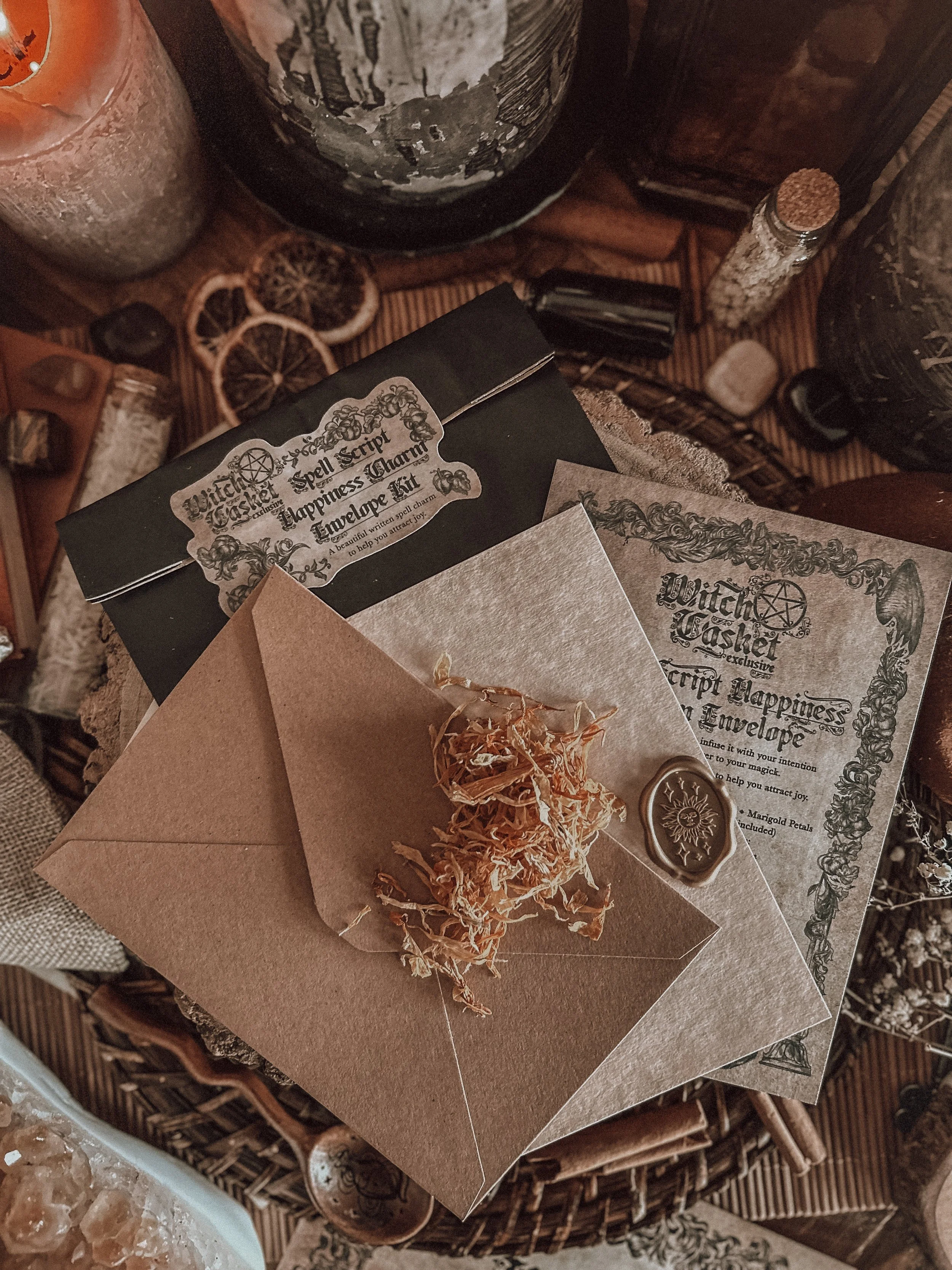 Spell Script Happiness Charm Envelope Kit