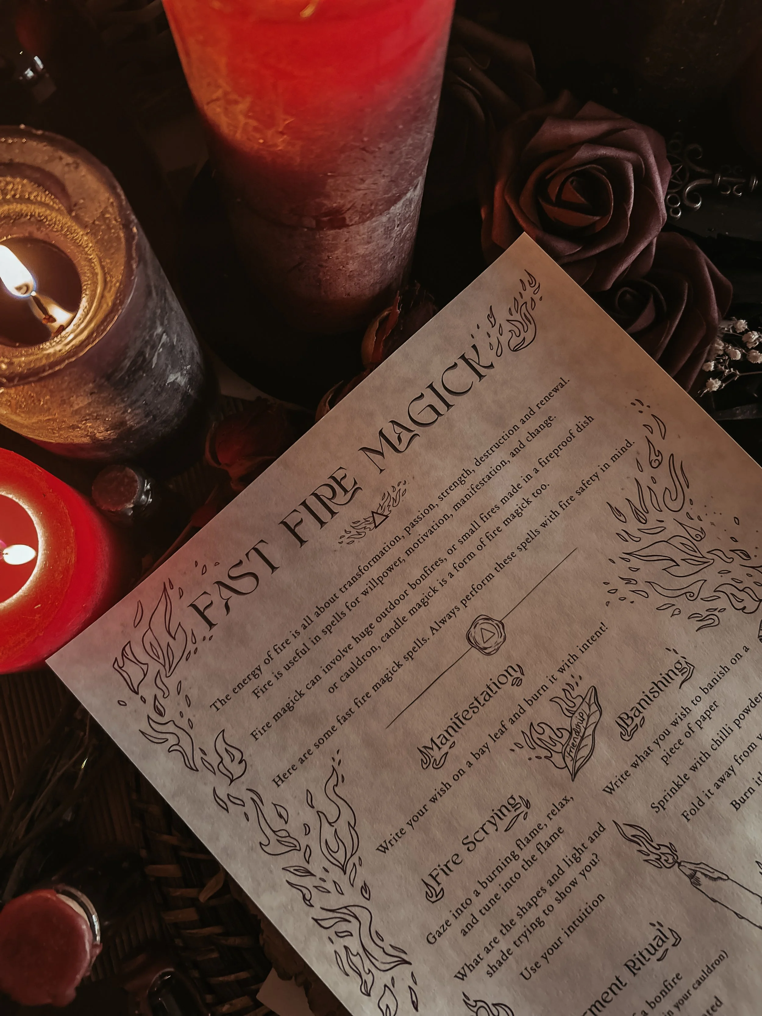 Fast Fire Magick Parchment Scroll