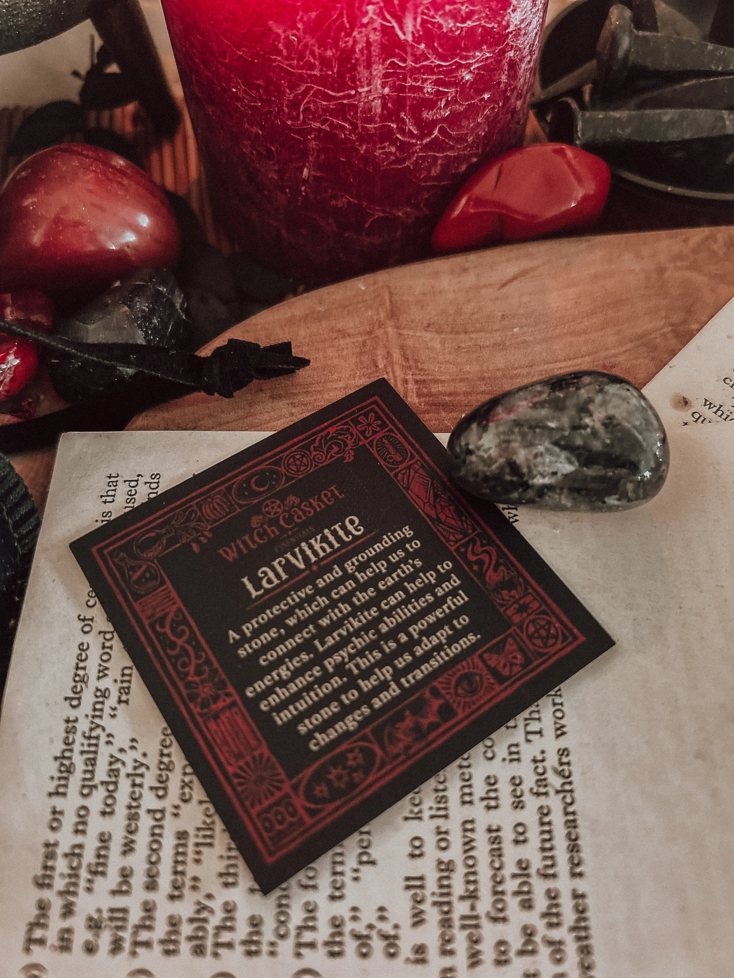 Larvikite Tumbled Stone with Info Card