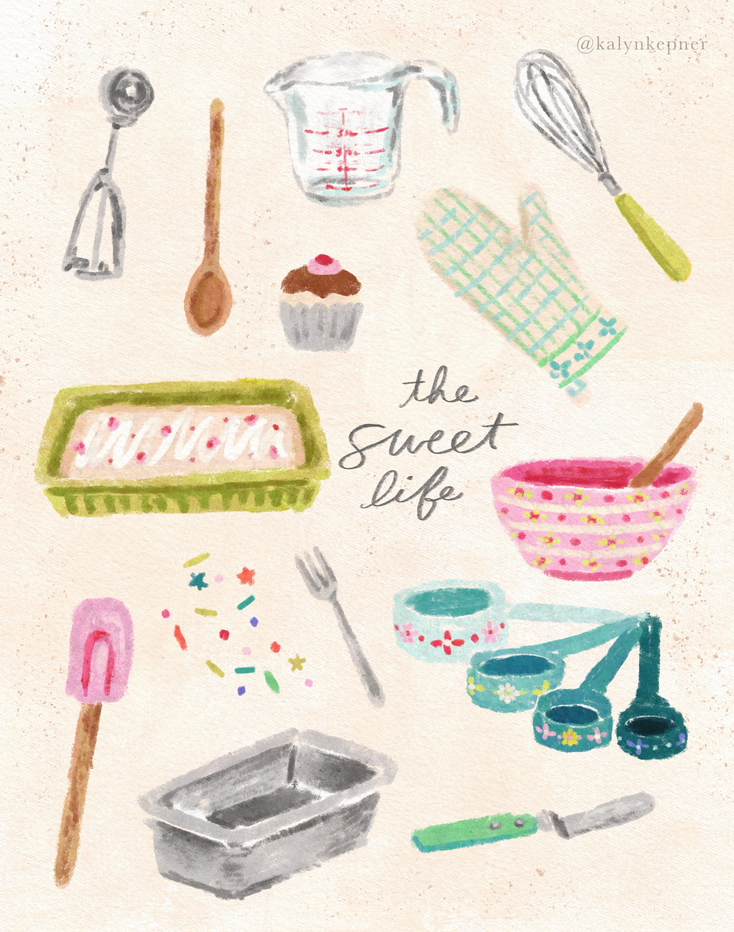 I had some extra sketches from an upcoming project (later this year!) and decided to make an illustration for my fellow baking lovers. 🍪🍰🧁