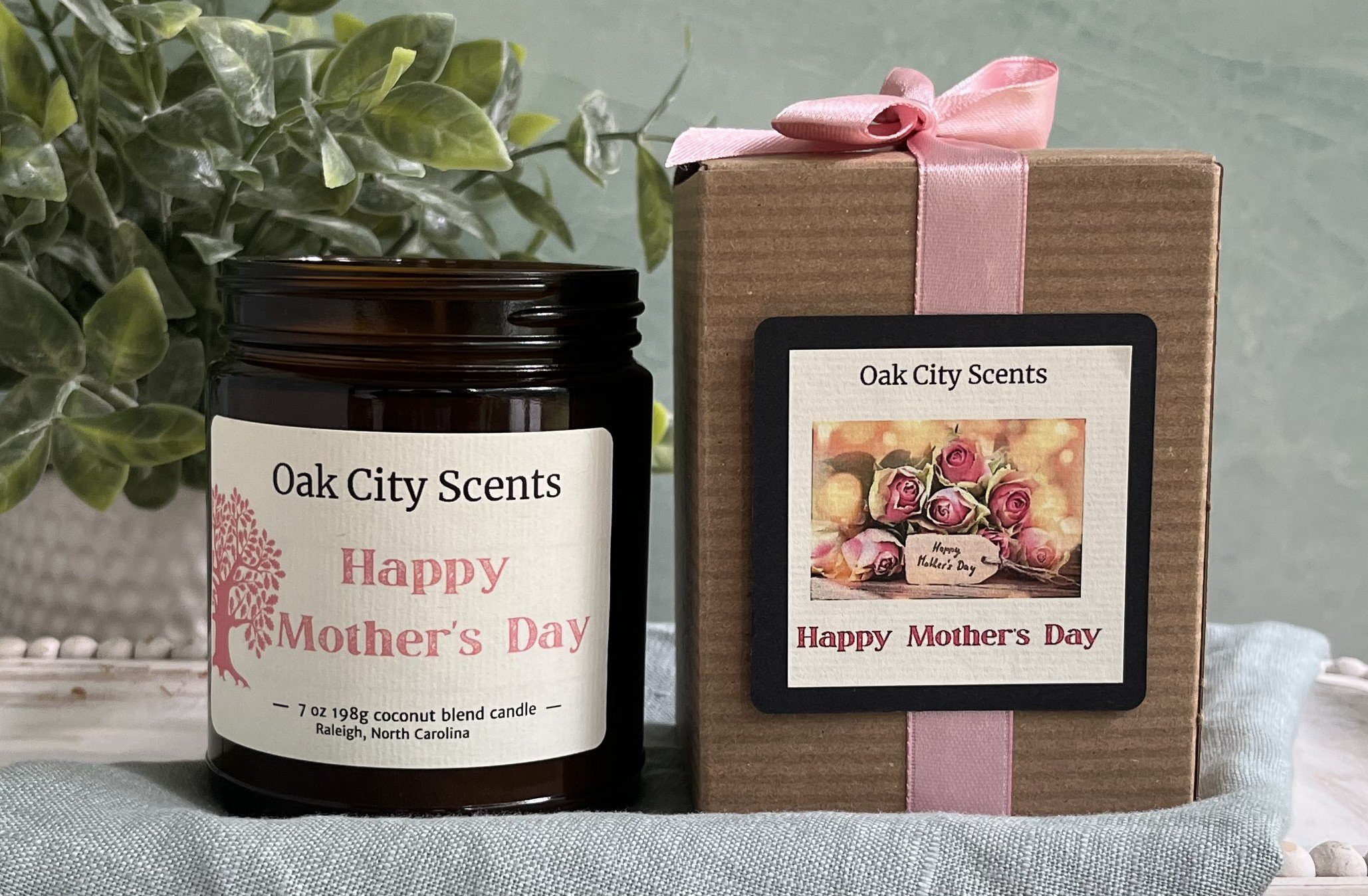 Mothers Day  boxed fresh cut flowers candle.JPG