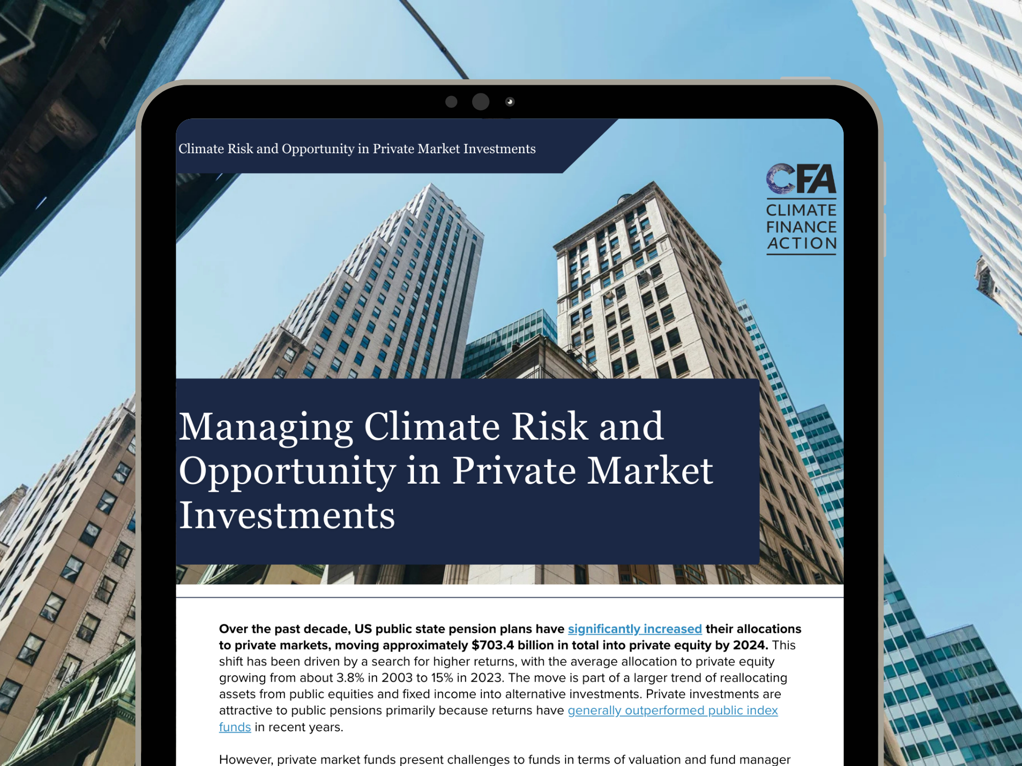 Resource: Managing Climate Risk and Opportunity in Private Market Investments