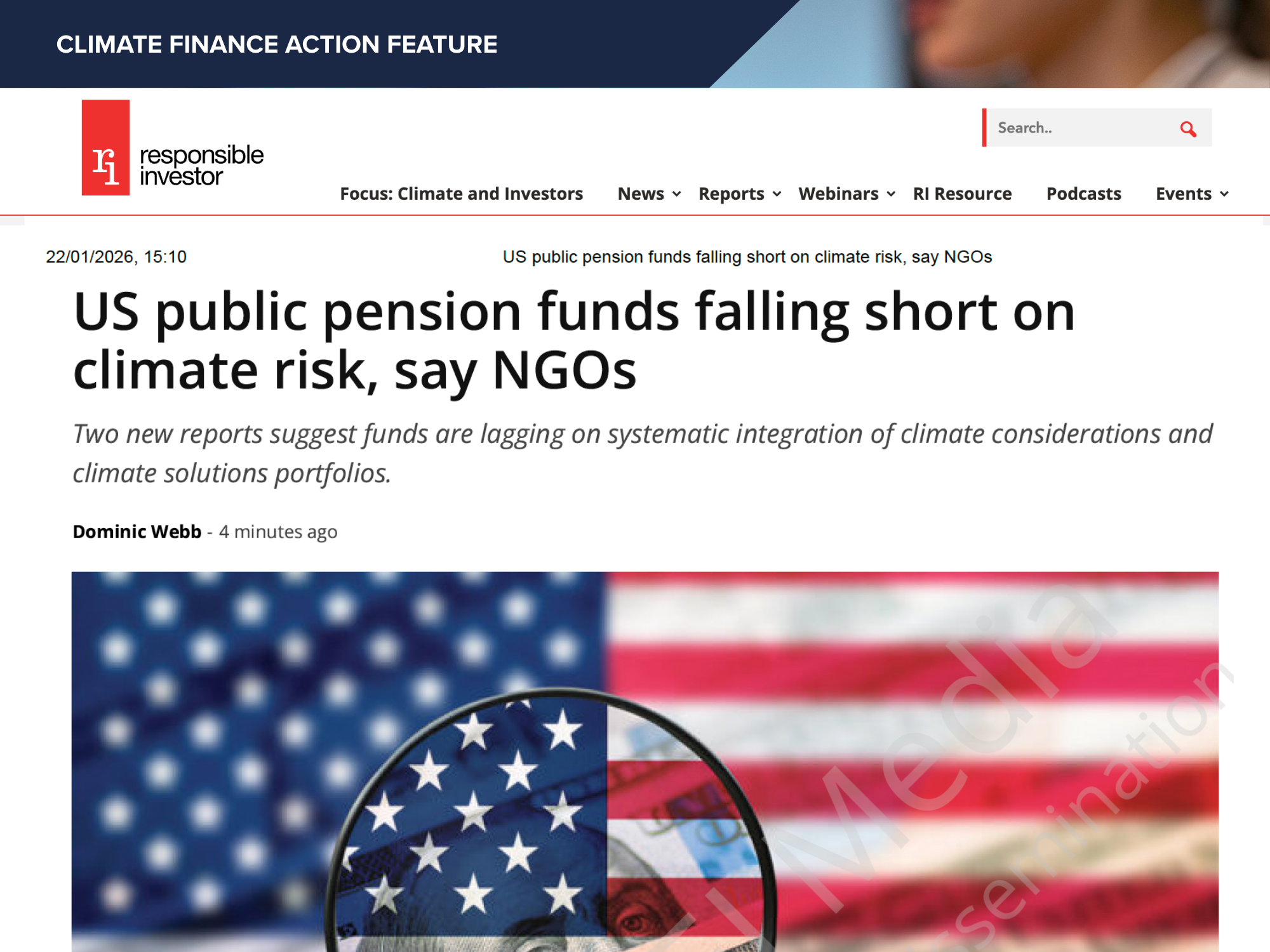Responsible Investor Feature: US public pension funds falling short on climate risk, say NGOs