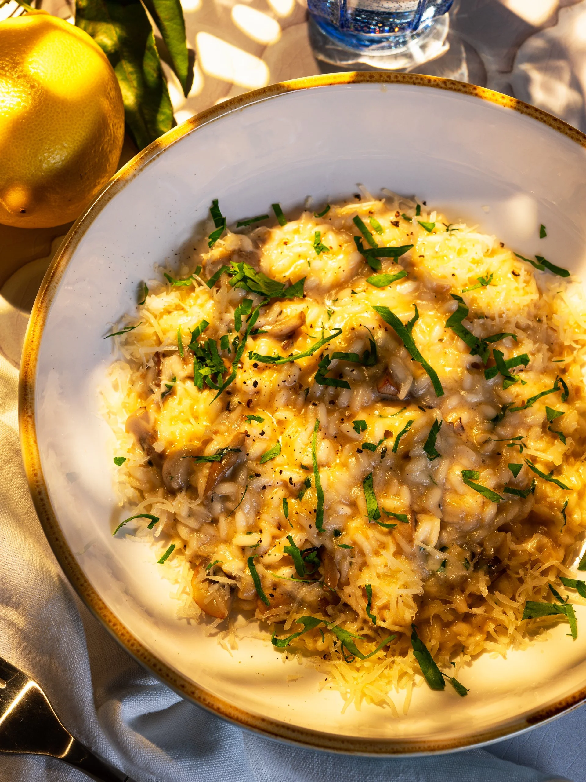 Food Photographer Xenia Rizova – Summer Menu Photoshoot for Italian Cuisine Caffe Ma Va La, Moscow – Mushroom Risotto