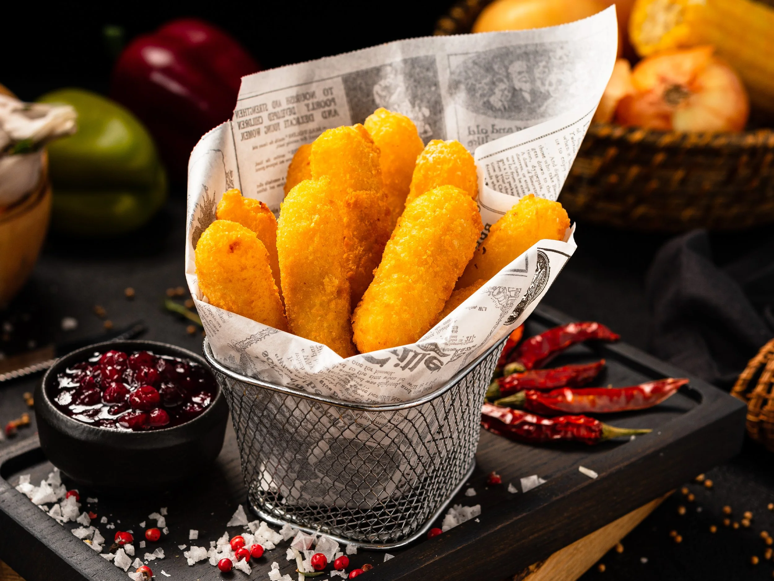 Food Photographer Xenia Rizova – Menu Photoshoot for Restaurant Likes Burger, Moscow – Fried Cheese with Cranberry Sauce