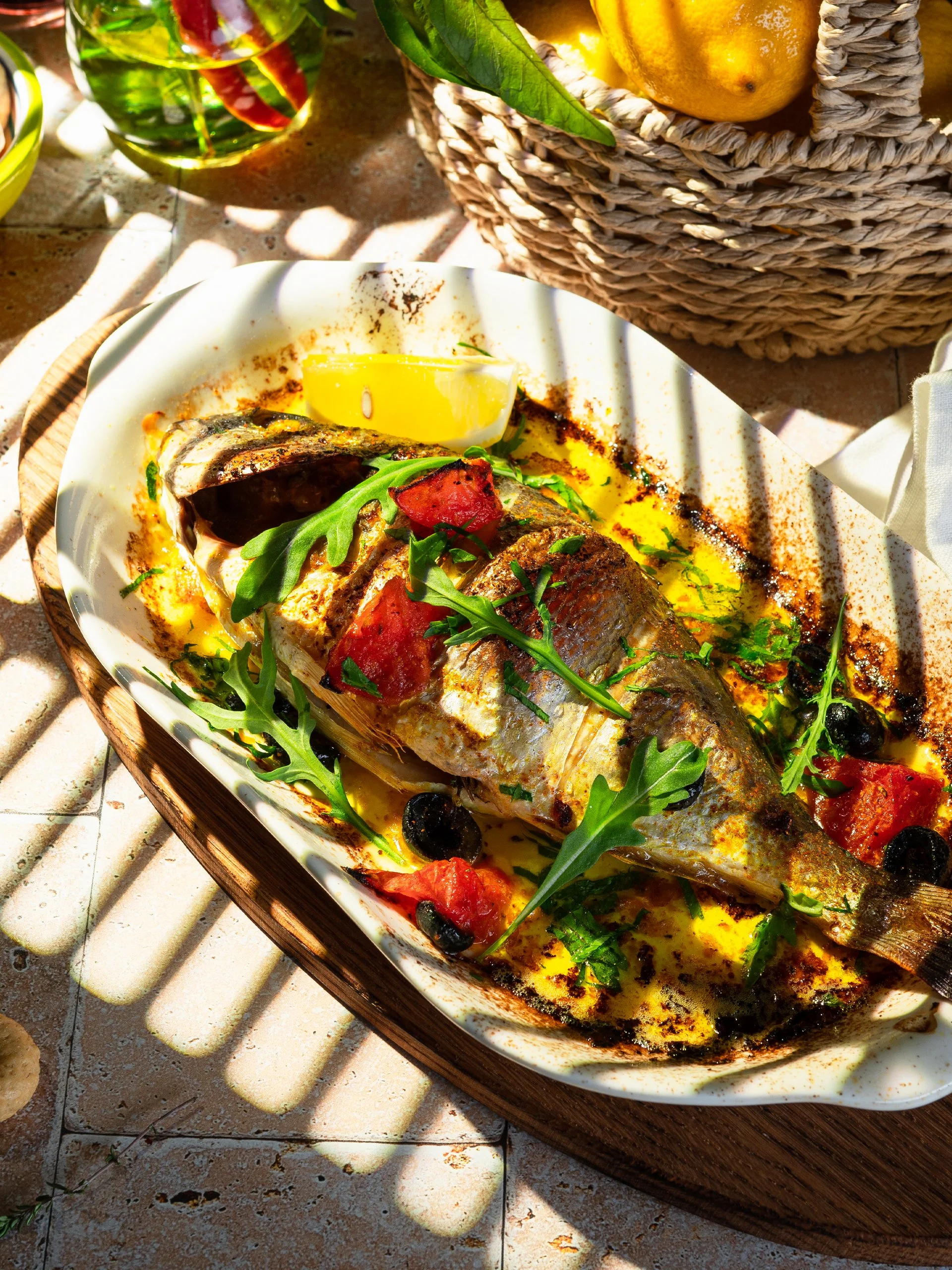 Food Photographer Xenia Rizova – Summer Menu Photoshoot for Italian Cuisine Caffe Ma Va La, Moscow – Oven Baked Dorada
