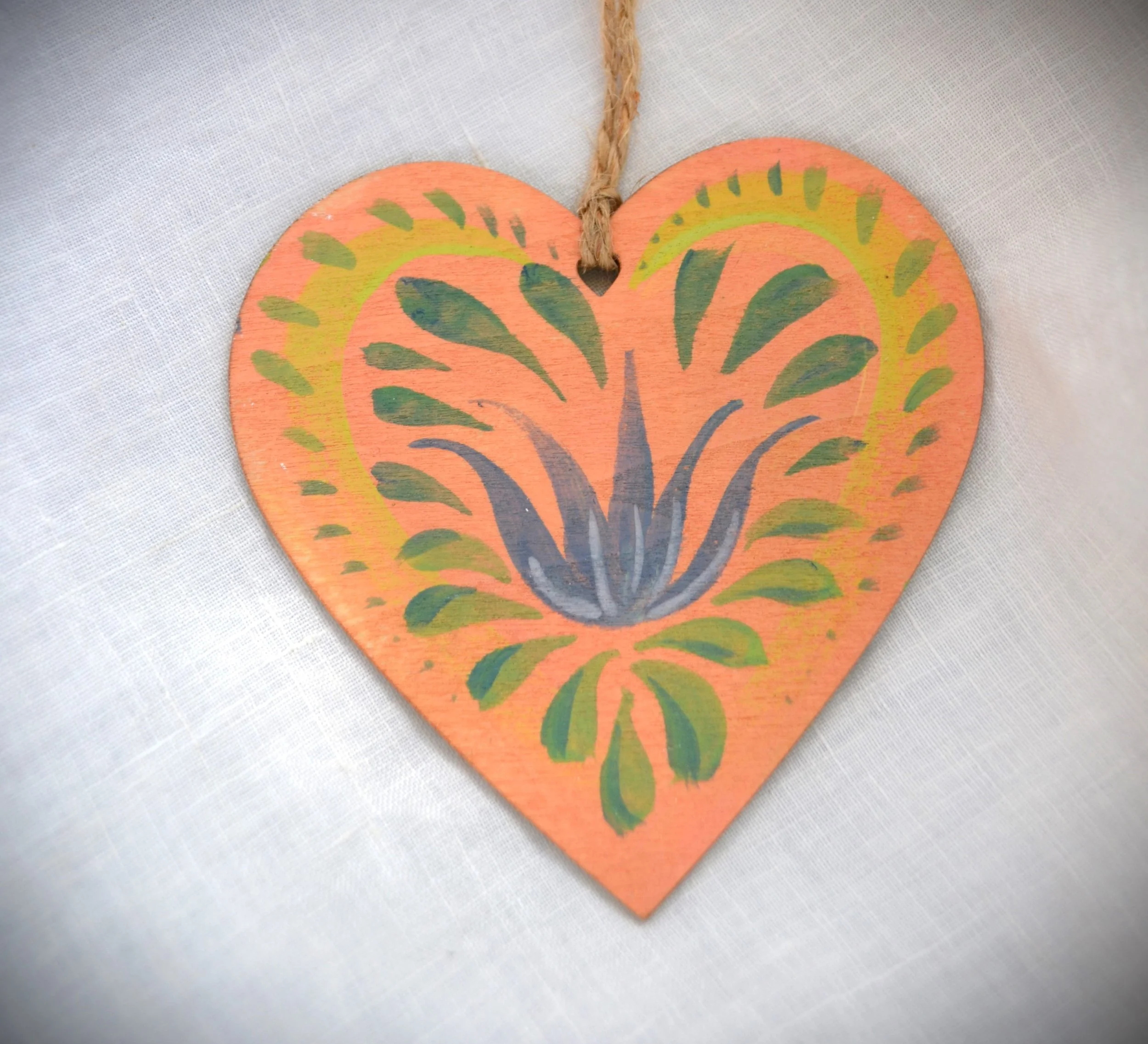 Bloomsbury heart hanging peach and green