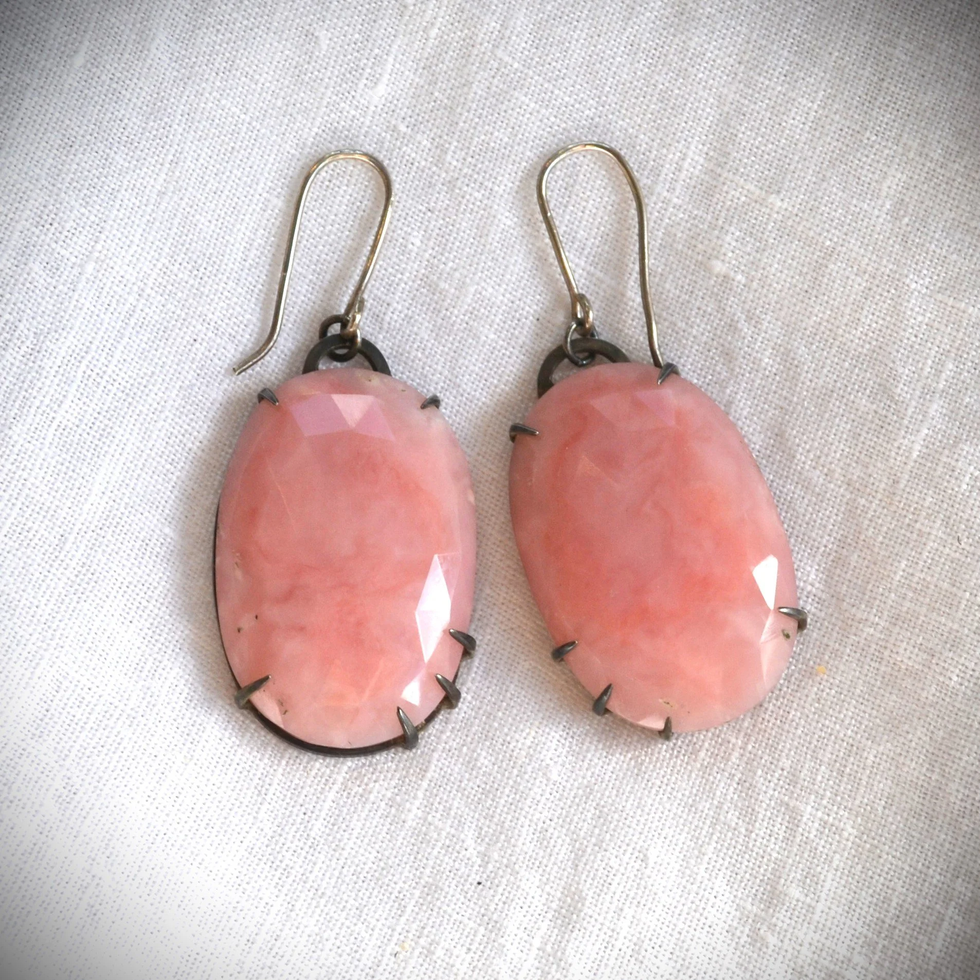 Pink opal drop earrings