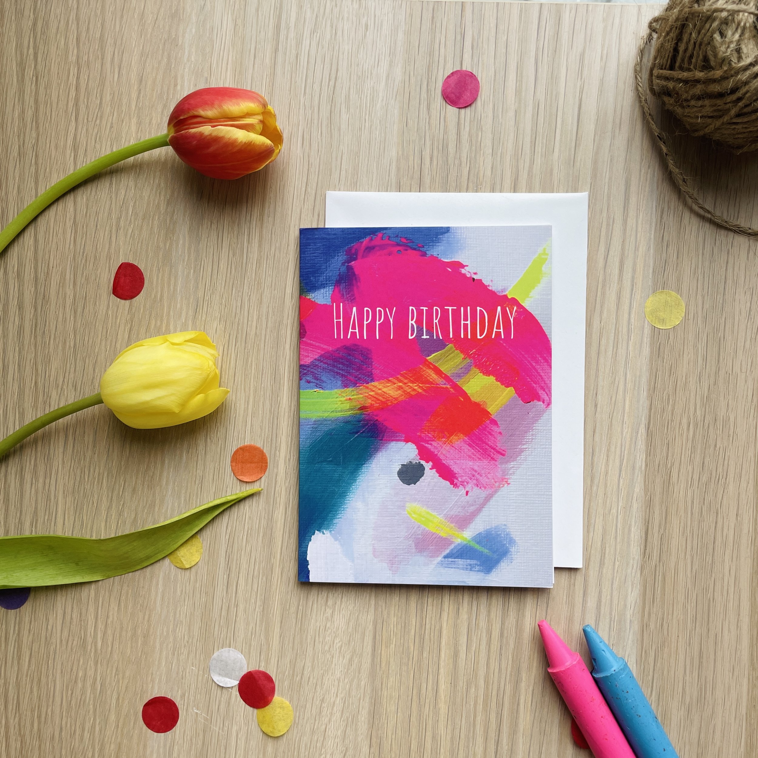 Swish and Dot Abstract Birthday Card