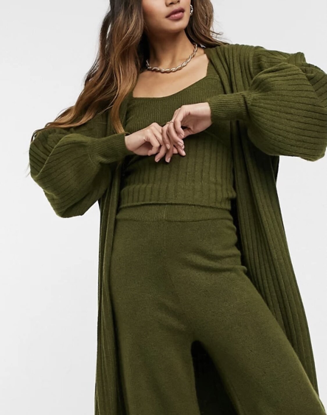 Maxi Cardi in Khaki