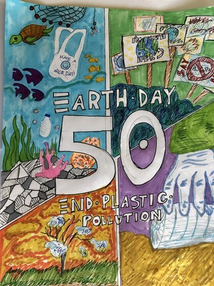 plastic ban poster drawing/how to draw international plastic bag free day  very easy/pushpa singh/art - YouTube