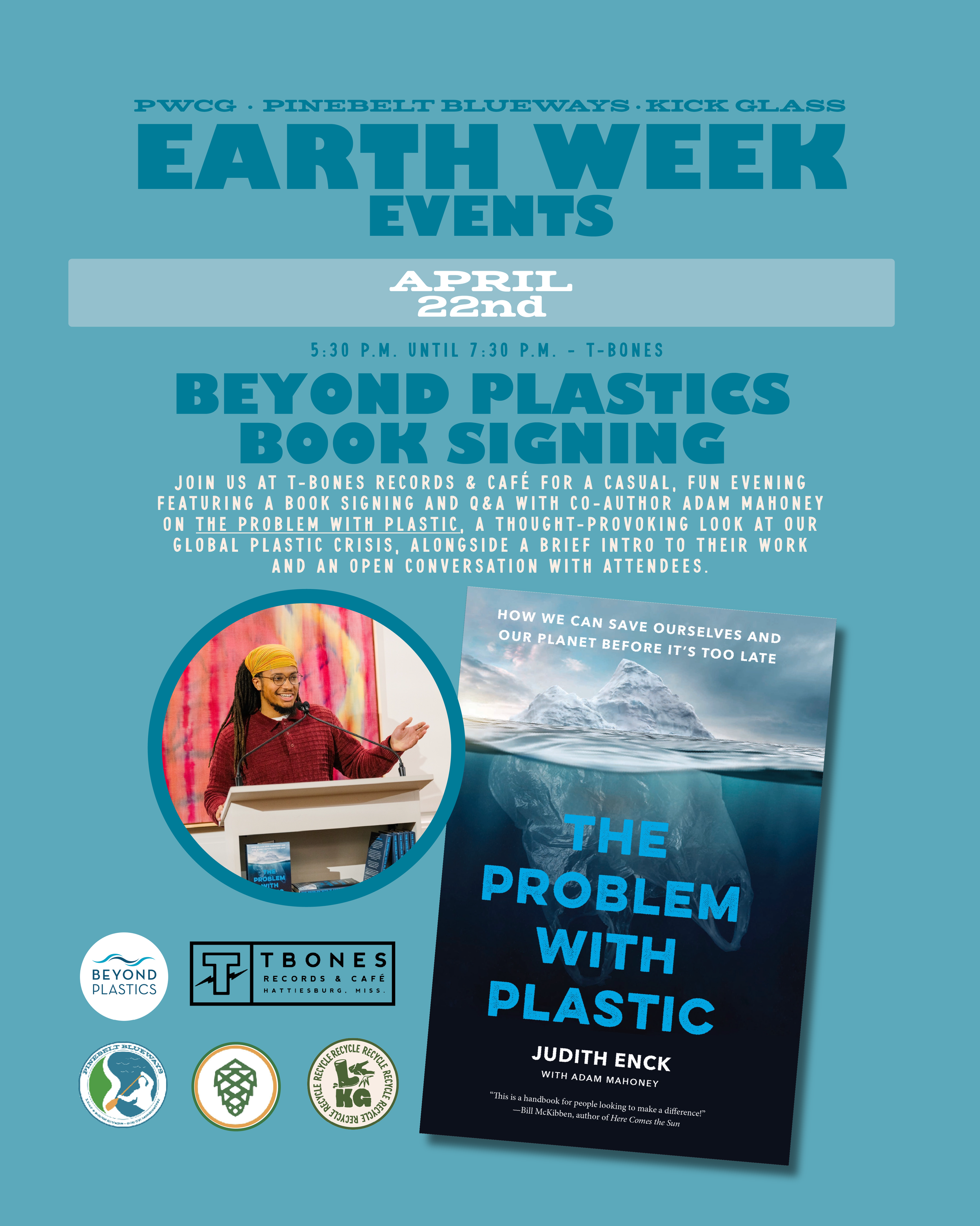 Weds, 4/22/26 at 6:30PM CT | Talk with Adam Mahoney at T-Bones Cafe in Hattiesburg, MS