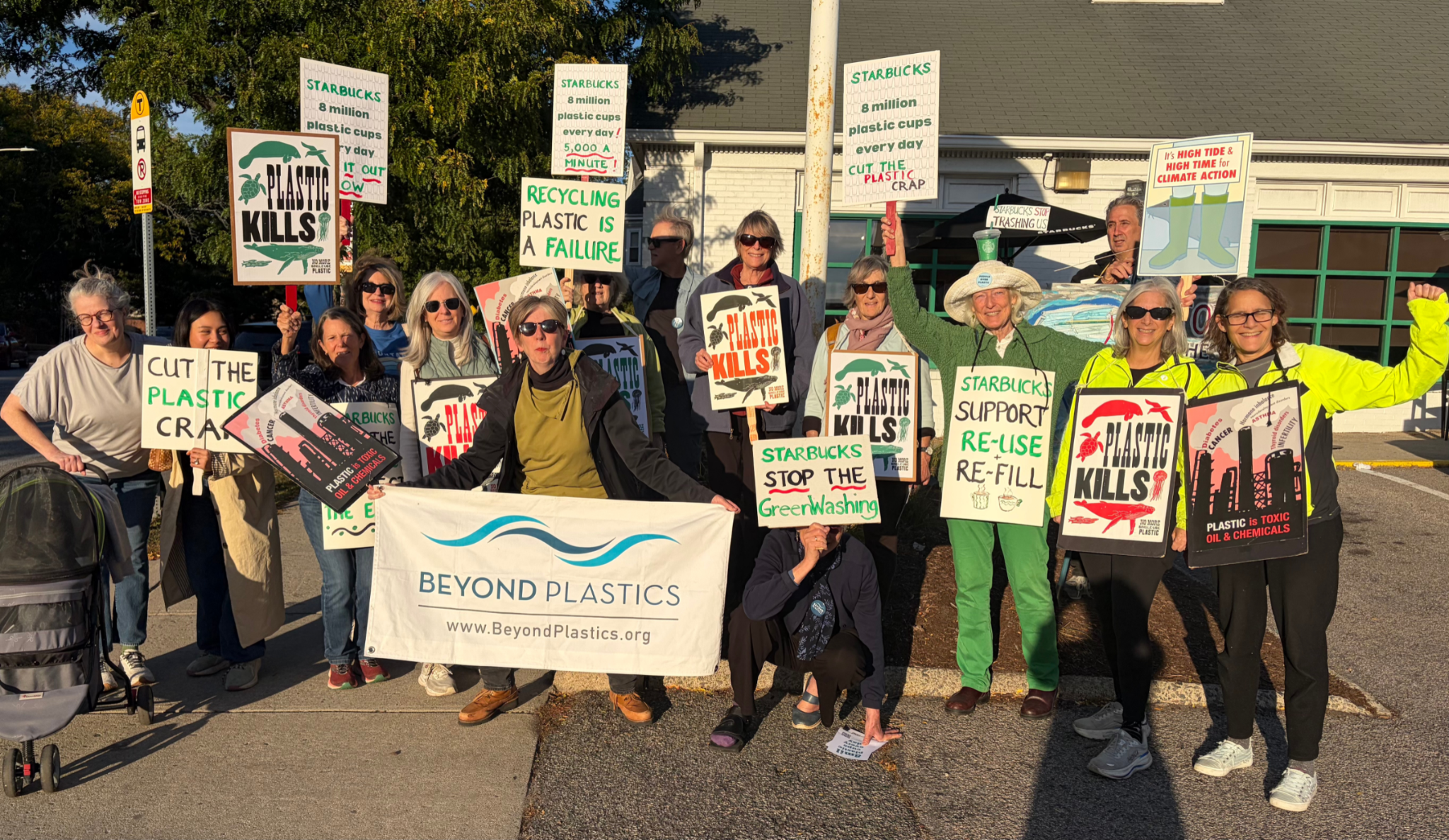 Advocates with Beyond Plastics Greater Boston kicked off the actions with a demonstration in Watertown, MA on Sept. 24