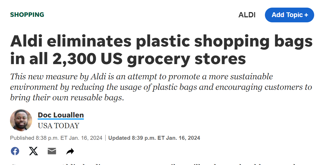 Aldi implements sustainable initiatives: Ditches plastic bags, pledges to  switch to natural refrigerants by 2035 | Sustainability Middle East &  Africa Magazine