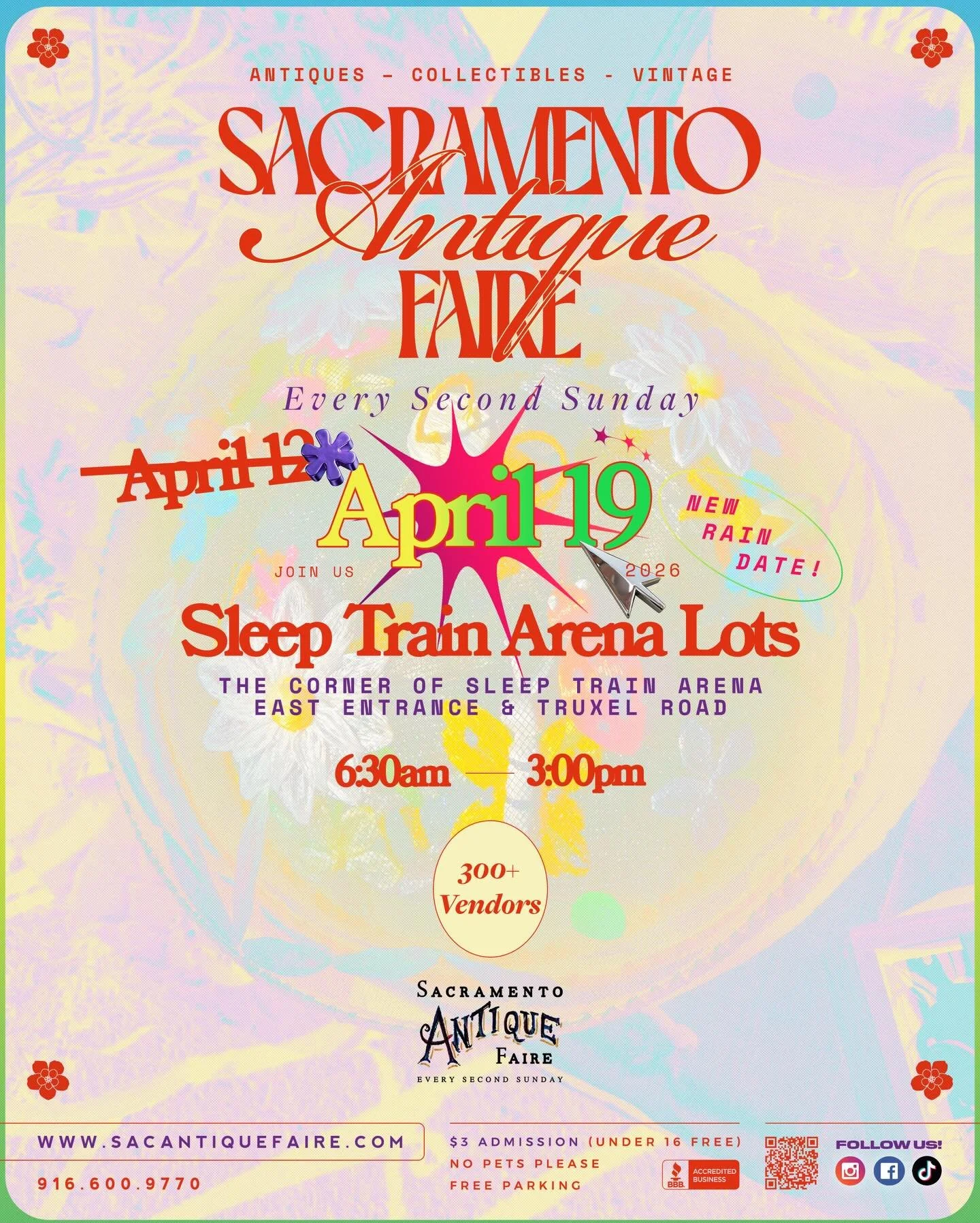 Friendly reminder ✨ Due to the forecasted rain tomorrow in Sac, we&rsquo;re postponing the April Faire to the THIRD Sunday. See you next week on 4/19!