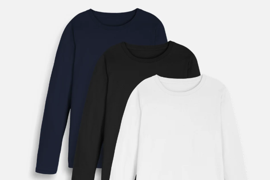 Screenshot of blue, black, and white Rapanui tees