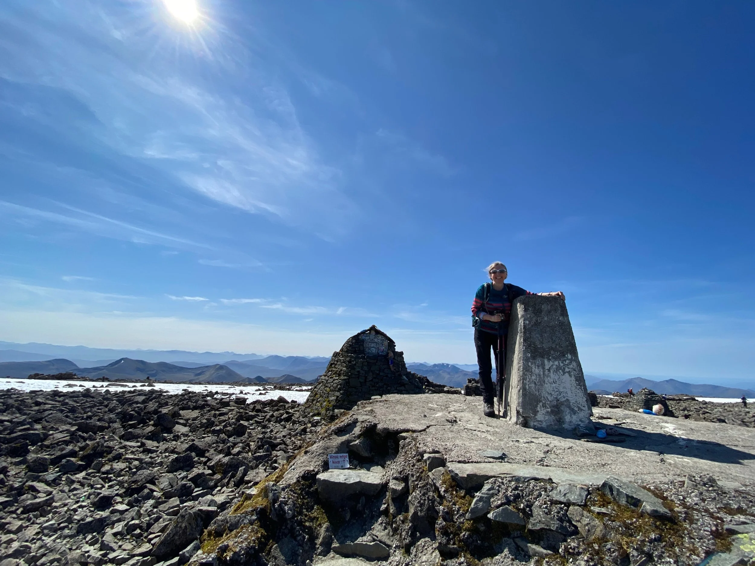 Standing at the summit trig point, Ben Nevis, Scotland