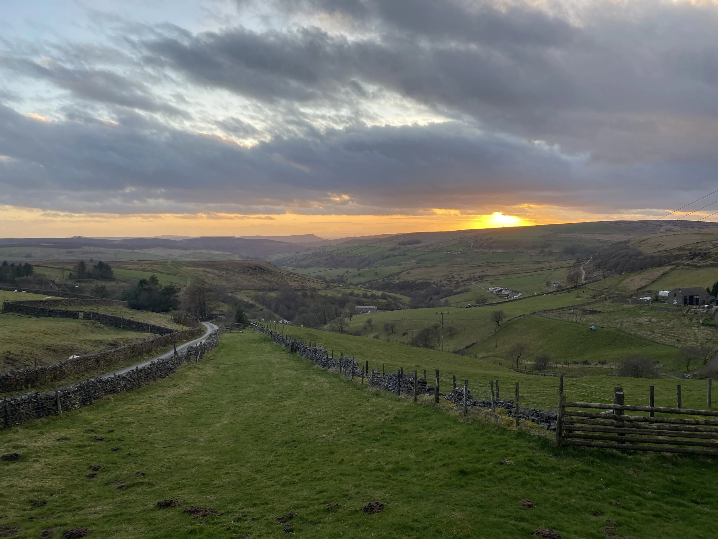 Sunset looking down the valley from Flash, Peak District National Park