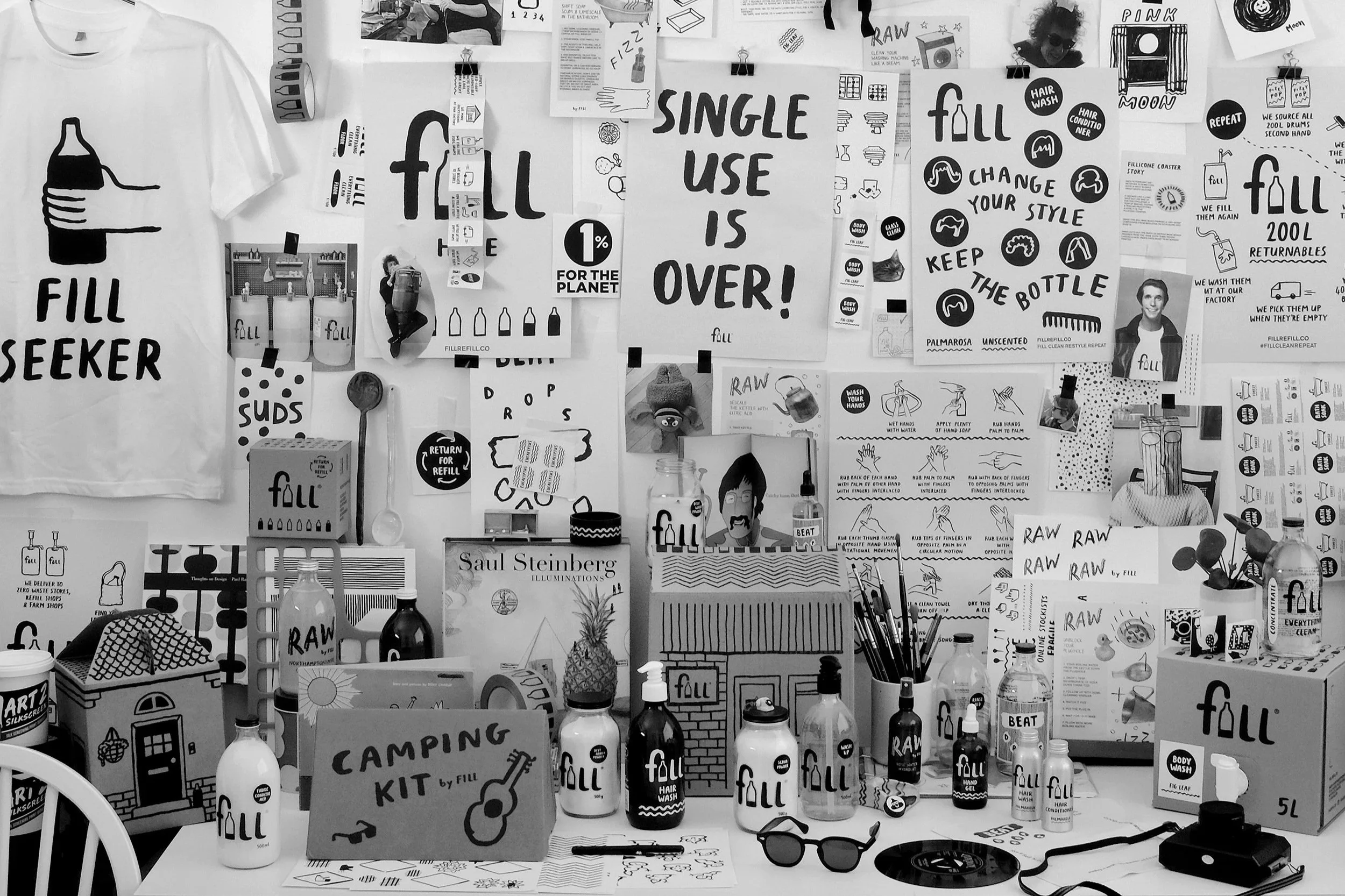 Fill refill home page image in black and white