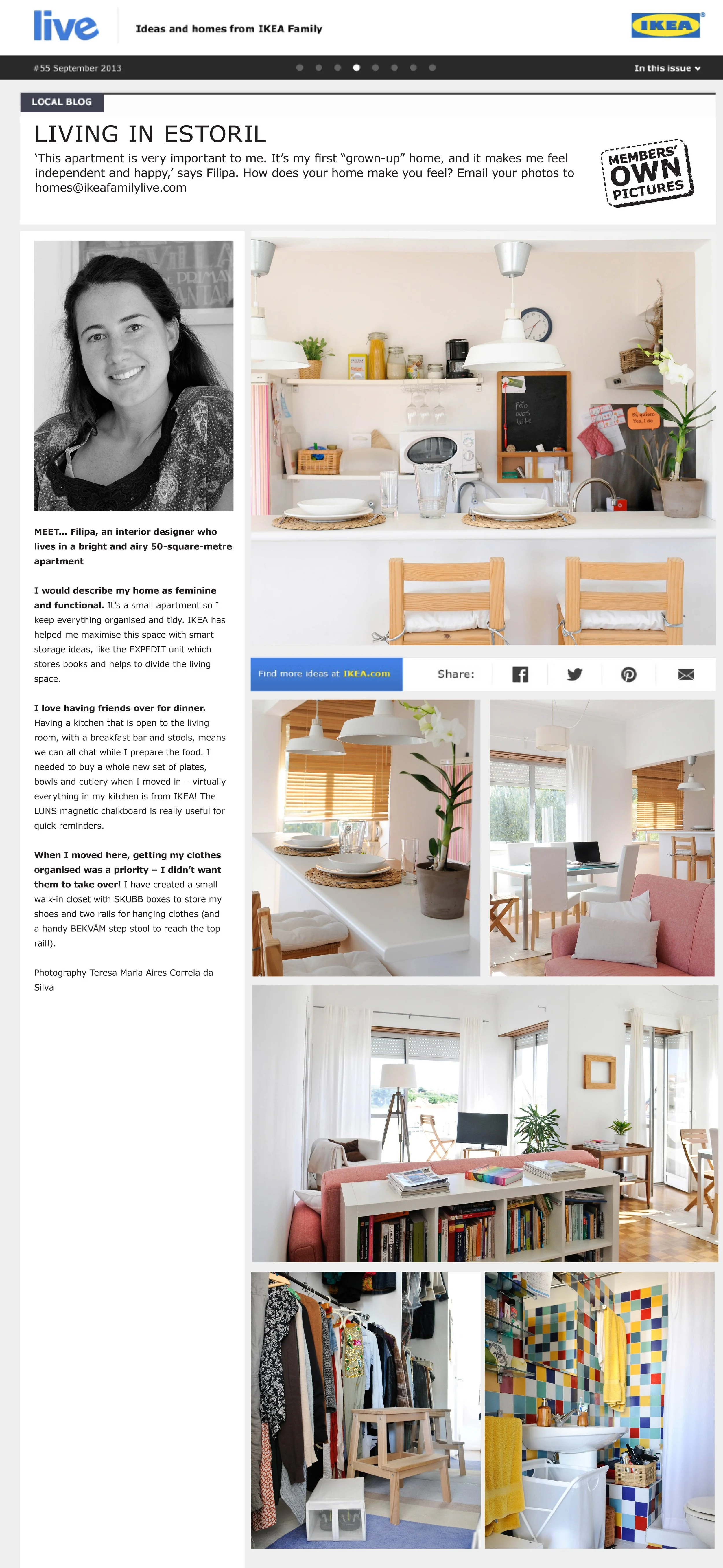 Publicação Revista Ikea Family "LIVE" - Edição Setembro 2013: Projecto Monte Estoril