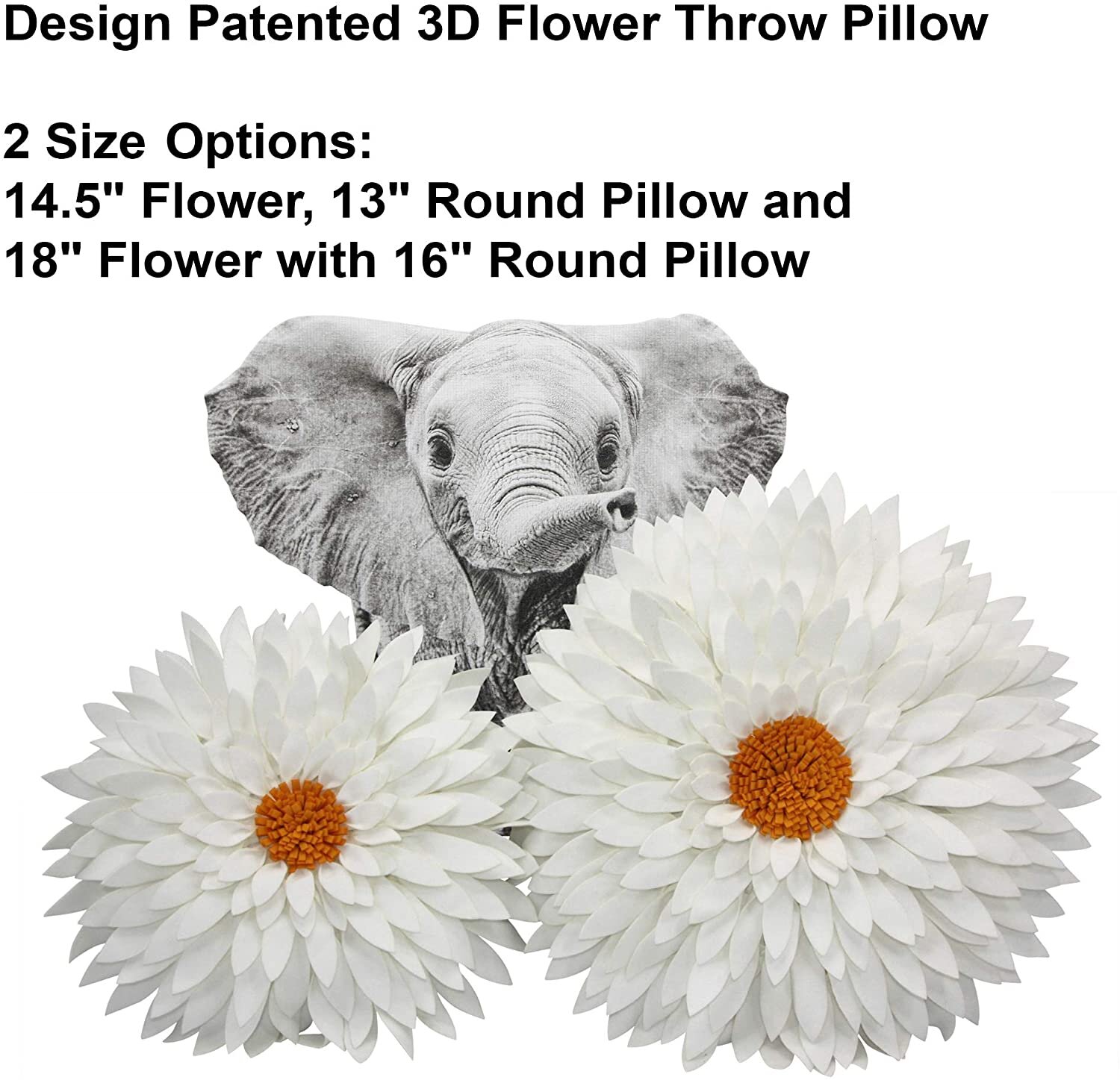 Decorative Flower Pillows – 3D Happy Daisy Flower Throw Pillow - Design Pat  開店祝い
