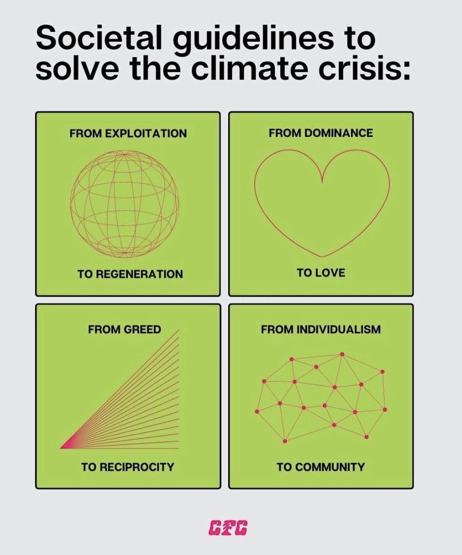 Happy #EarthMonth earthlings!

Our friends at @futureearth came up with some wonderful guidelines for us to remember as we collectively work to make the world a better place: 
💚 From exploitation to regeneration
❤️ From dominance to love
💛 From gre
