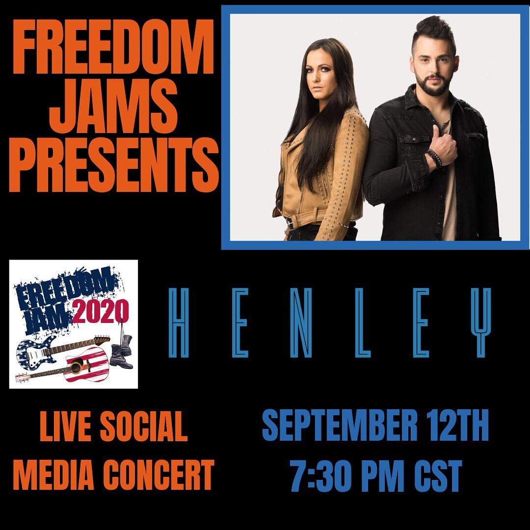 Join us SEPTEMBER 12TH on @freedom_jam_stl &lsquo;s page for a virtual concert! Head over to our @facebook page and RSVP! 
.
.
.
.
#henley #wearehenley #virtual #concert #livemusic #music #countrymusic #freedomjam #newnormal #quarantine #stlouis #alm