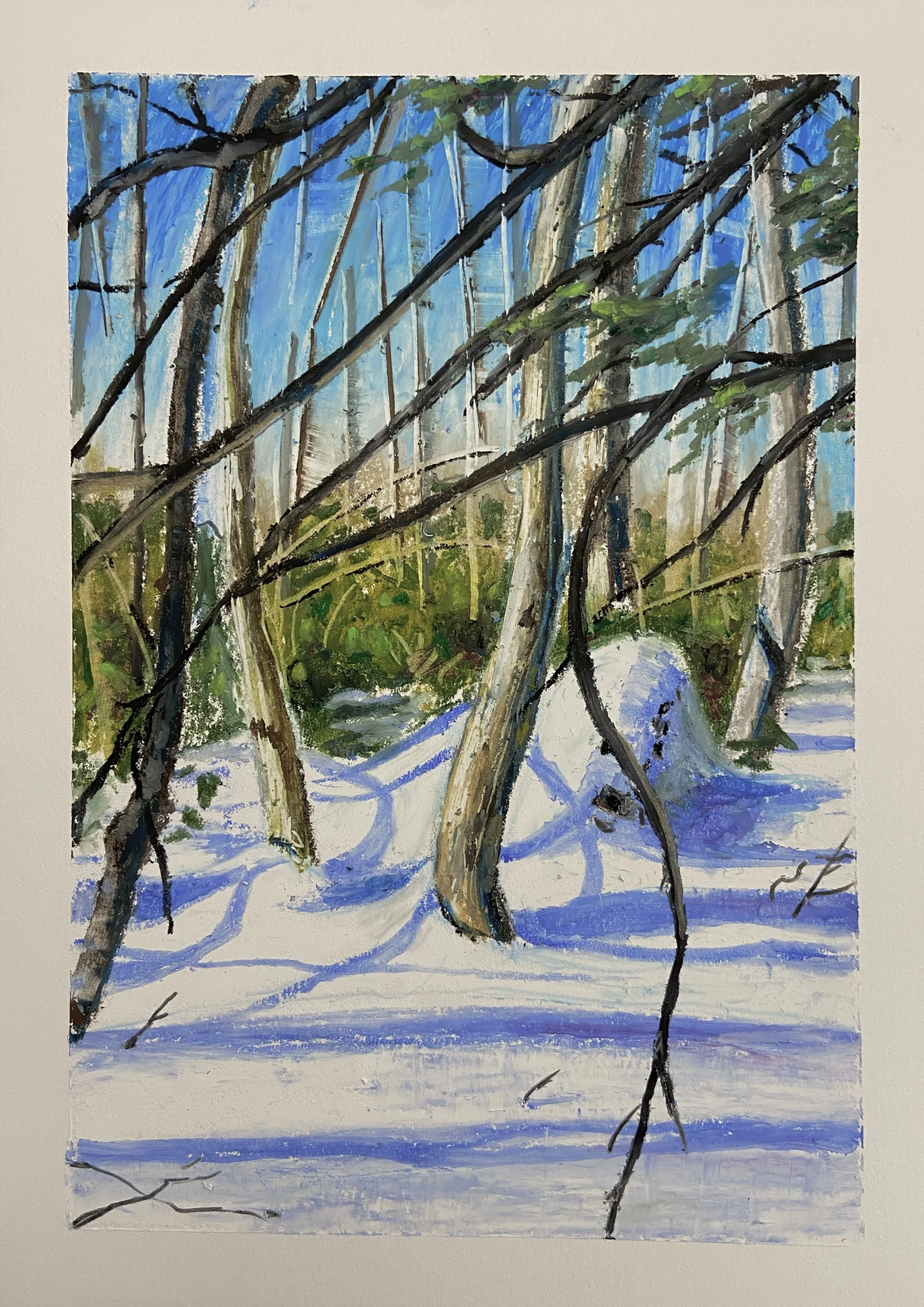 Slip, oil pastel on paper, 8"x11"