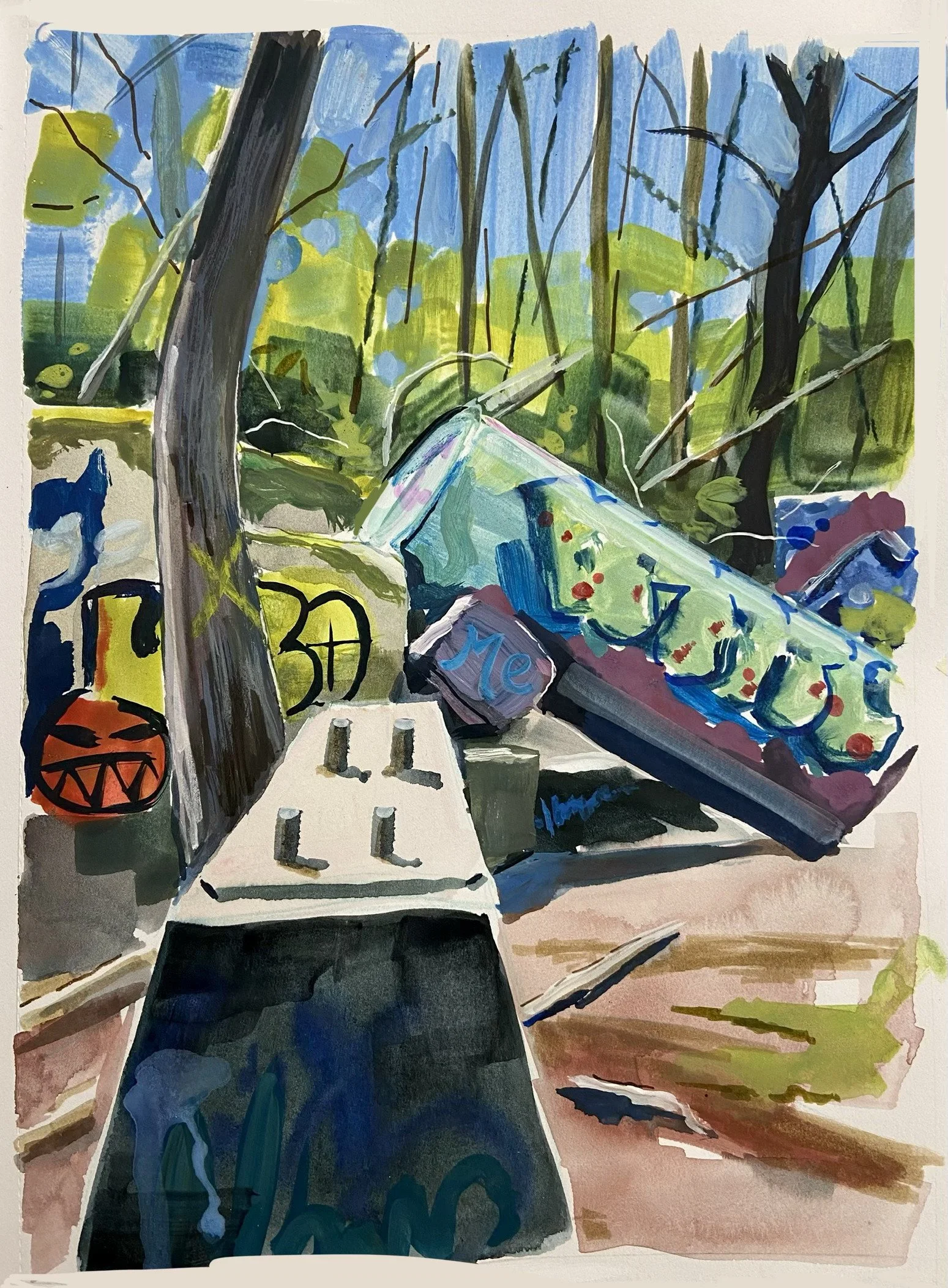 Wondrous Place, gouache on paper, 8"x11"