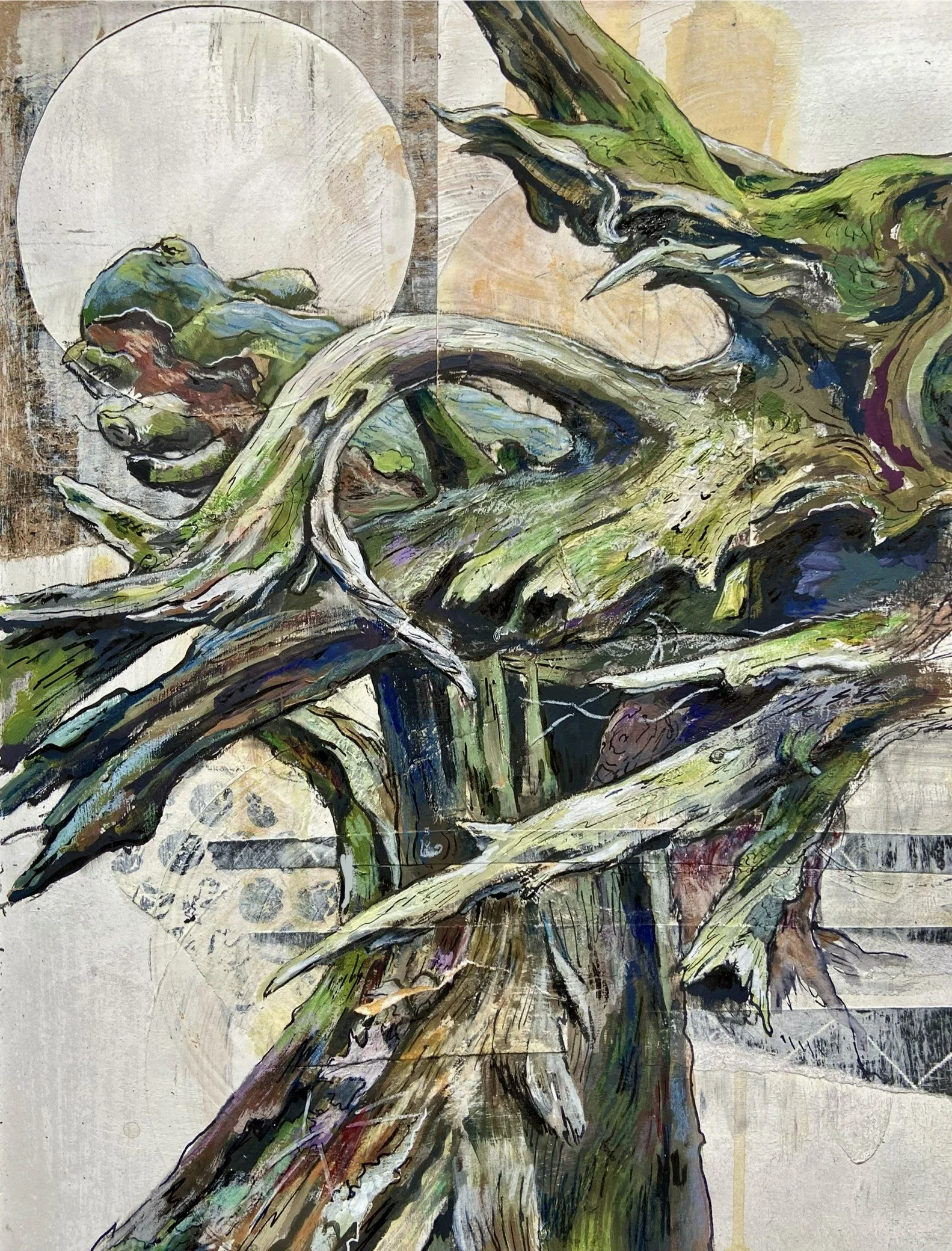 Flow State, mixed media on paper, 8.5"x11"