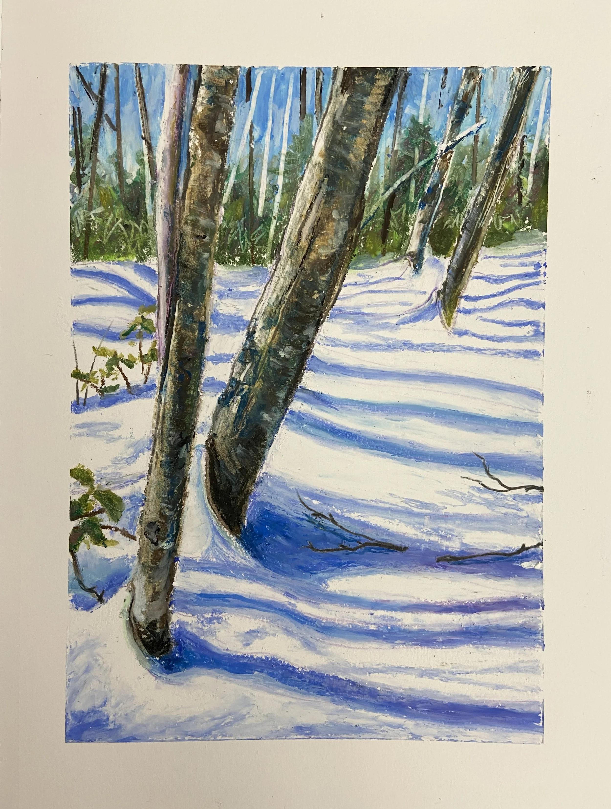 Chasing Shadows, oil pastel on paper, 8"x11"