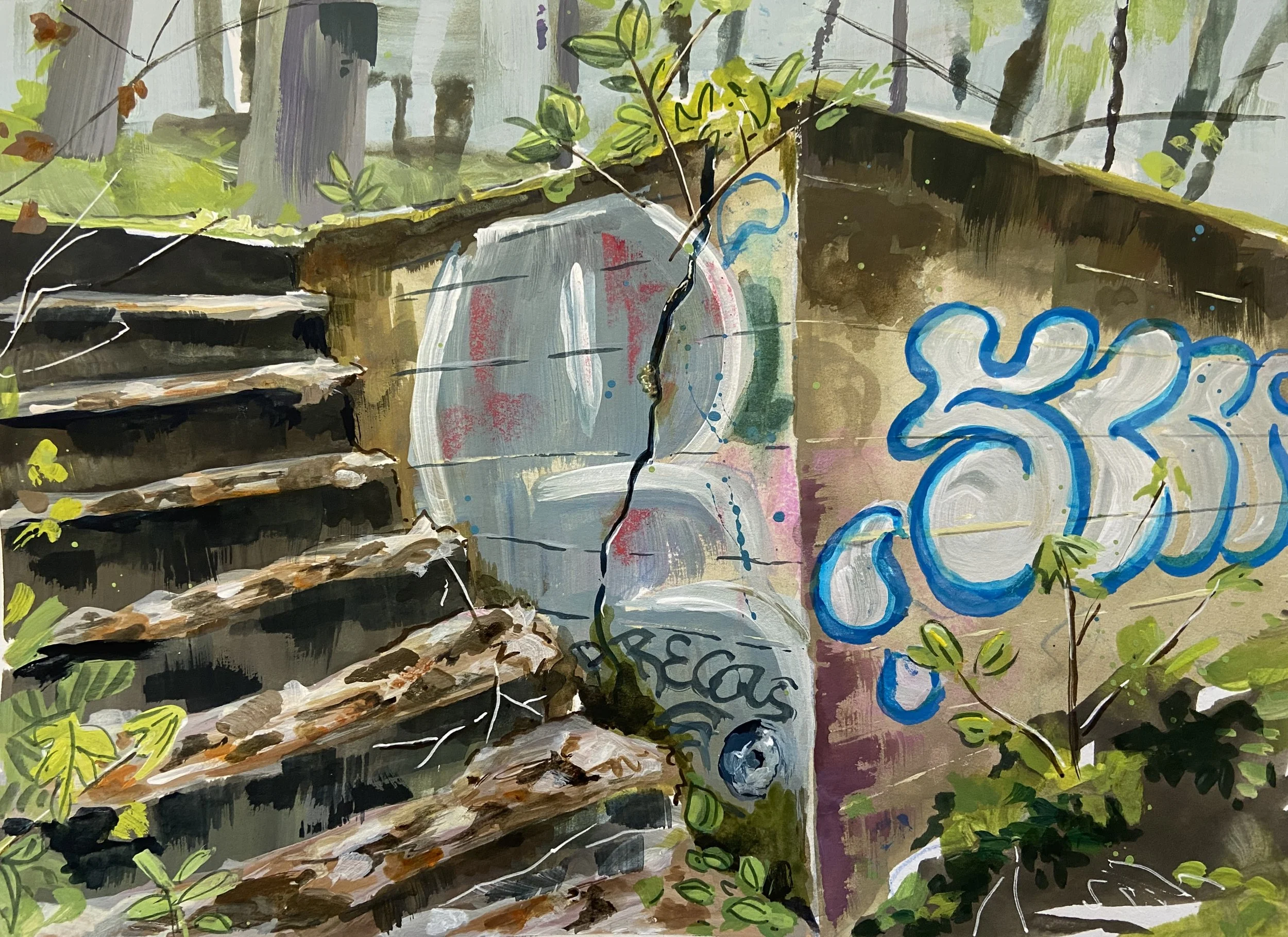 Substructure, gouache on paper, 8"x11"