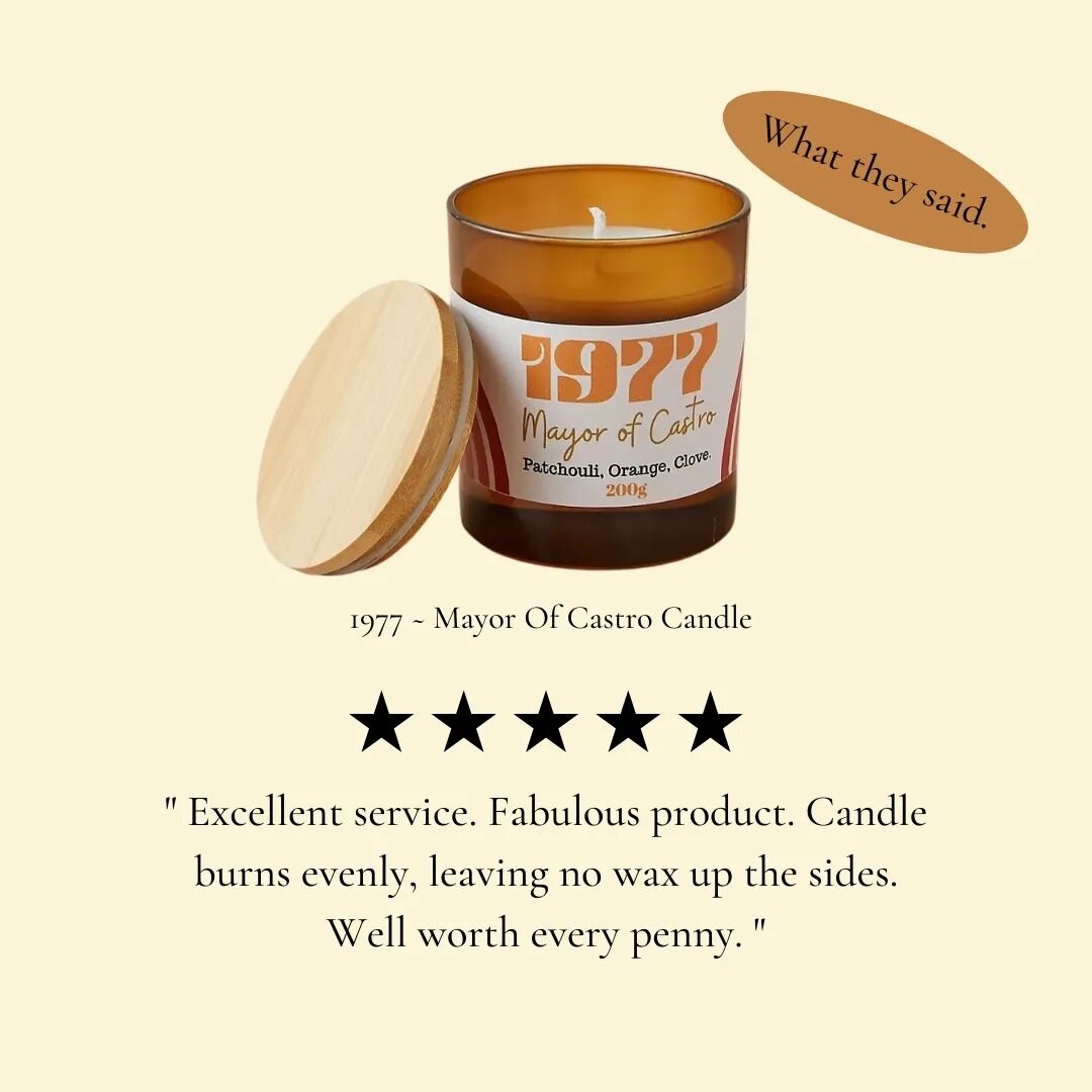 Our homage to Harvey Milk ~

The 1977 Mayor of Castro candle  is our much adored plant wax aromatherapy candle. 

Burning with a warm amber glow and giving off a sweet musky aroma that makes us think of a retro San Francisco - this beauty sets a tota