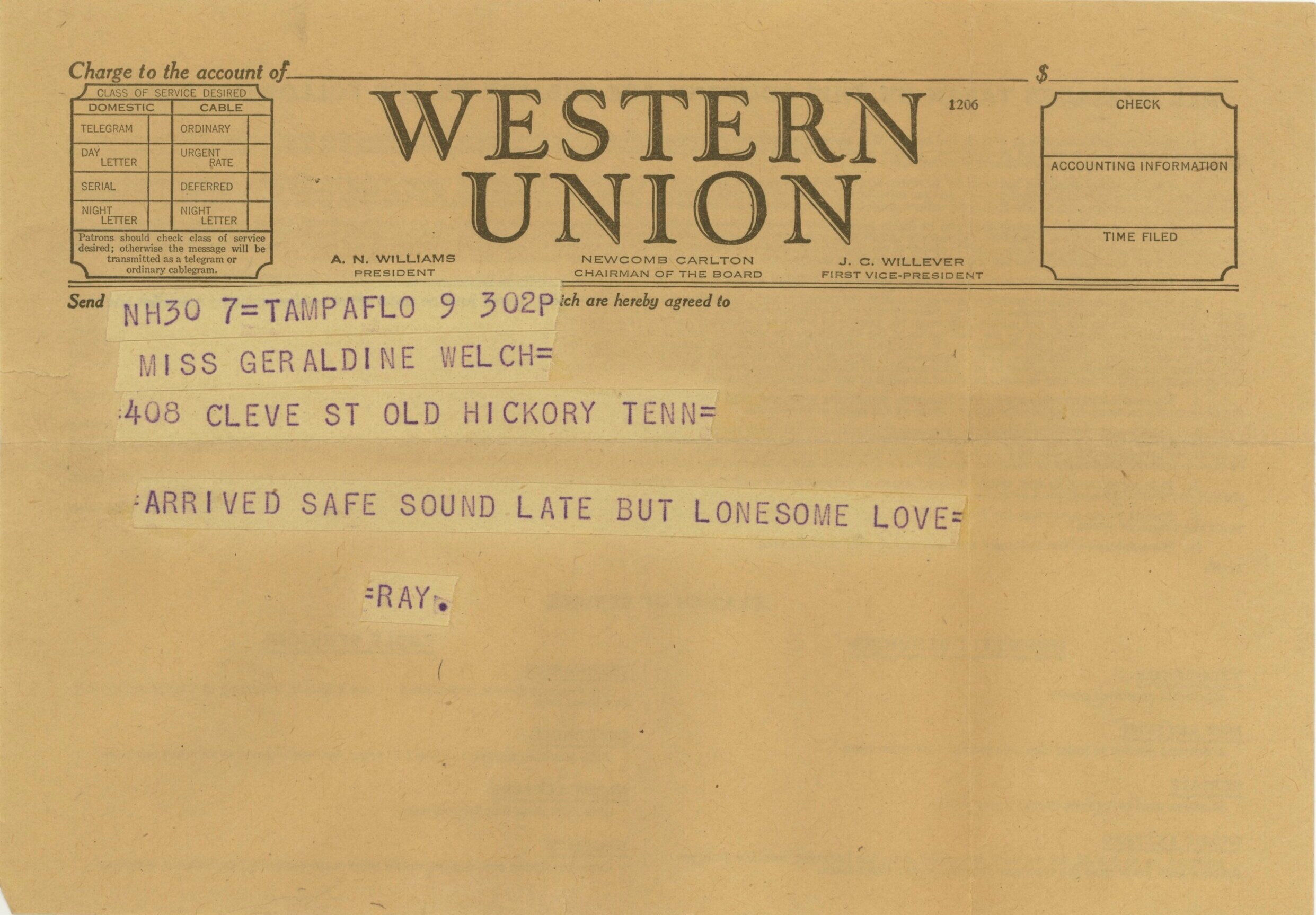 Telegram, 1945