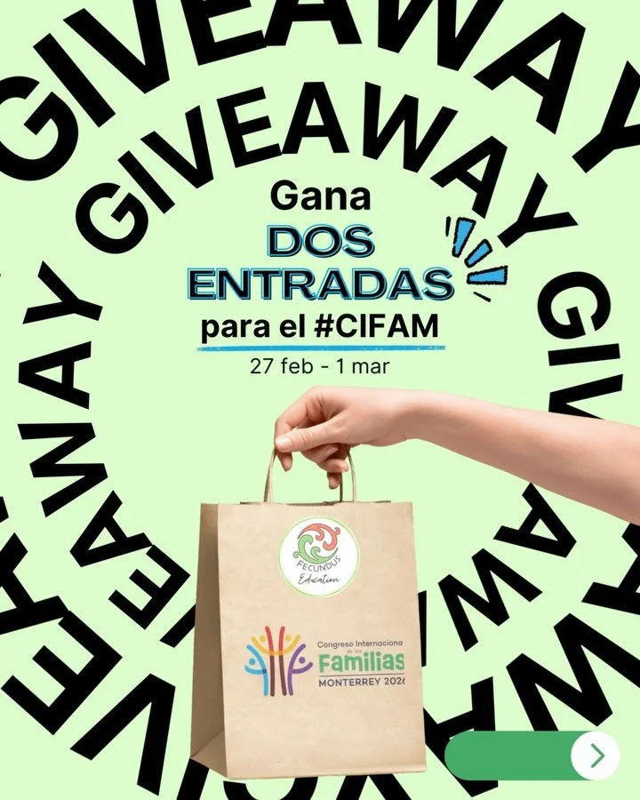 🎉 &iexcl;GIVEAWAY! Gana 2 entradas para el Congreso Internacional de las Familias (CIFAM) en Monterrey! 🎉

💝💝 &iexcl;Habra 2 ganadores porque estaremos regalando 4 entradas! 🎟️🎟️🎟️🎟️

Queremos cultivar la uni&oacute;n familiar y ofrecerte la 