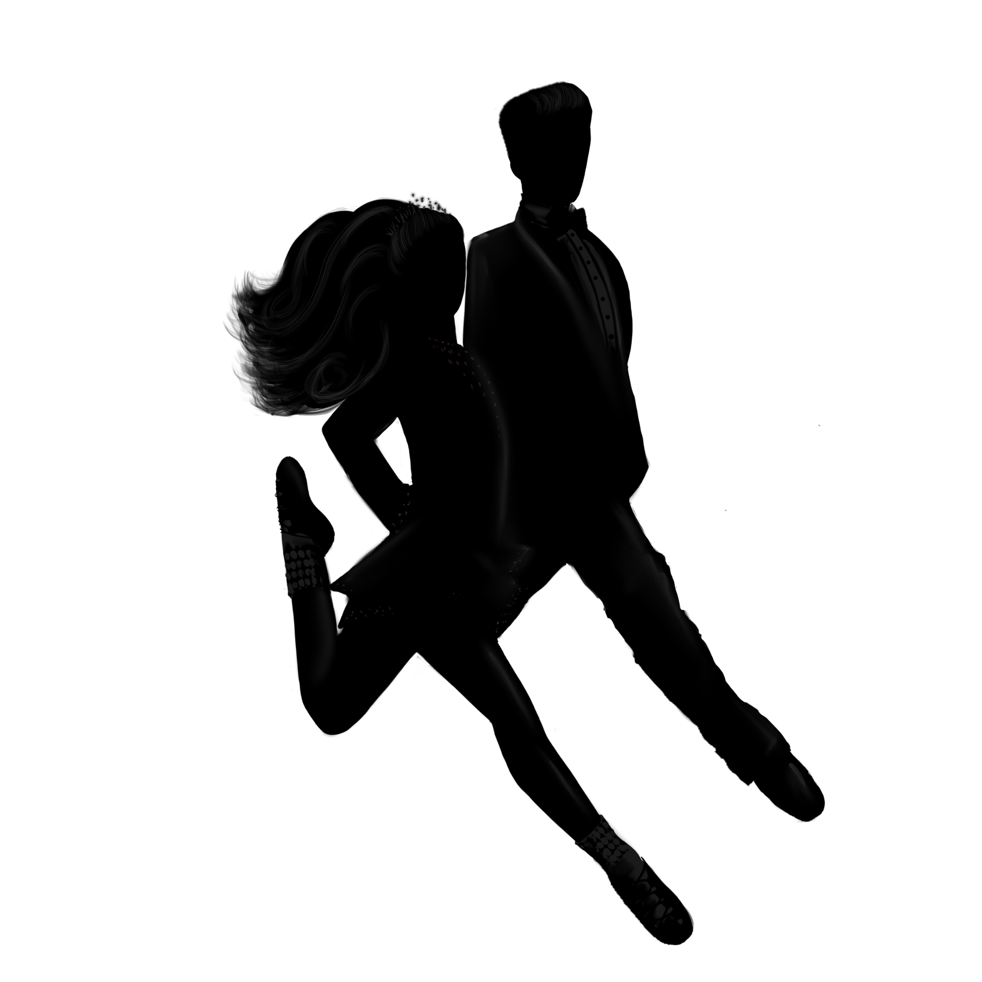 Dancers in black silhouette