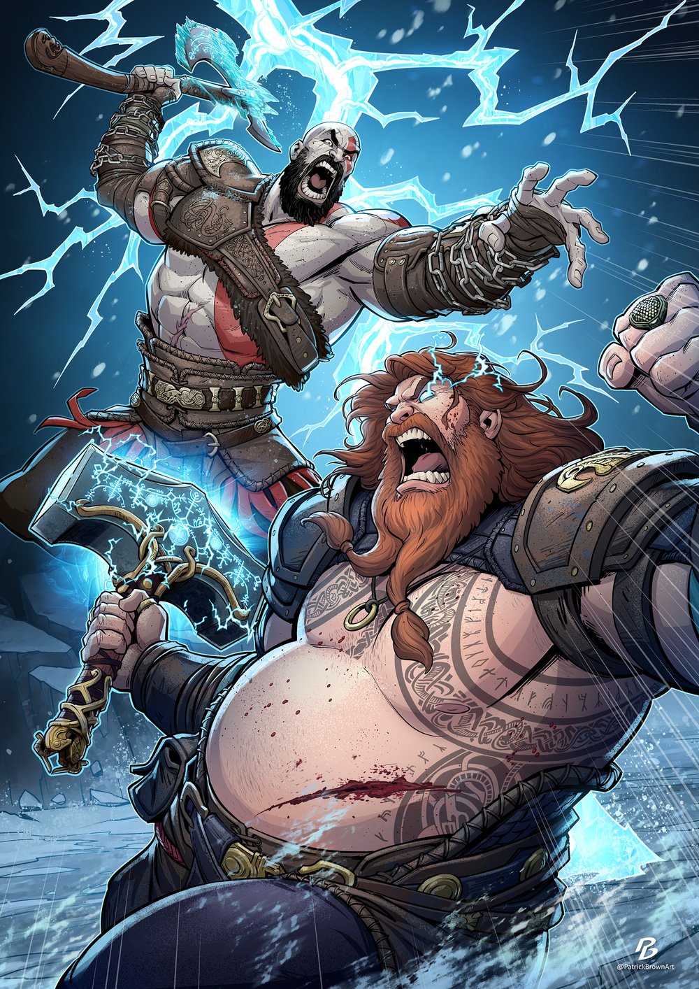 God of War Ragnarok - Kratos vs Thor — Patrick Brown Art