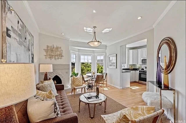 Beautiful 2BD/1BA Edwardian style condo in the heart of NOPA. This bright corner top floor unit is radiating with light and San Francisco charm! Included is parking and a cozy sun deck off the back porch.  This unit also has recessed lighting, a fire